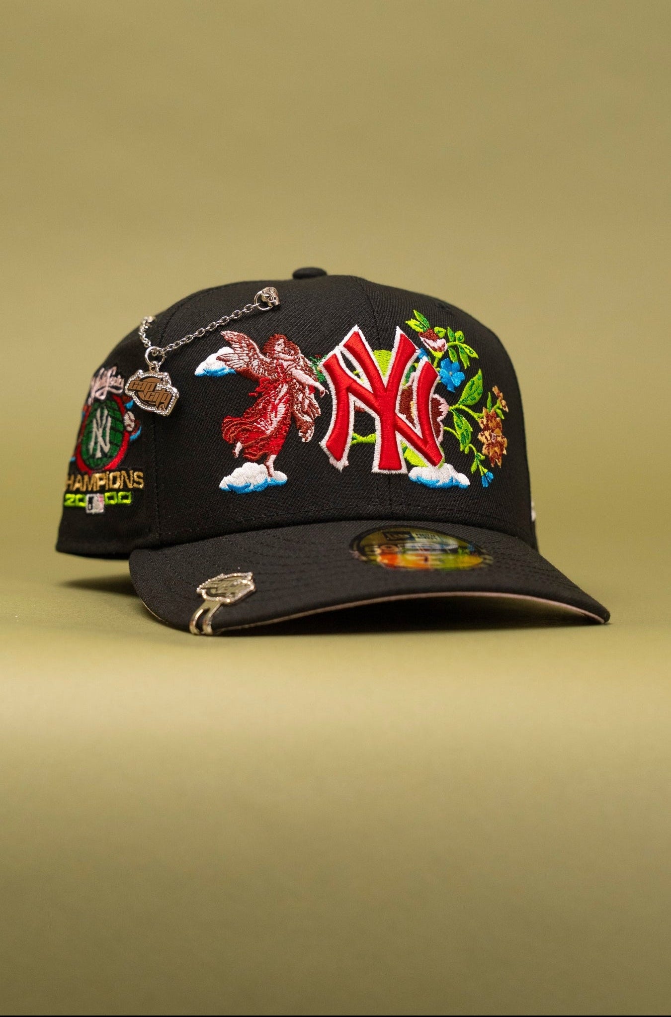 NEW ERA EXCLUSIVE 59FIFTY BLACK NEW YORK YANKEES "CITY OF ANGELS" W/ WORLD SERIES CHAMPIONS SIDE PATCH