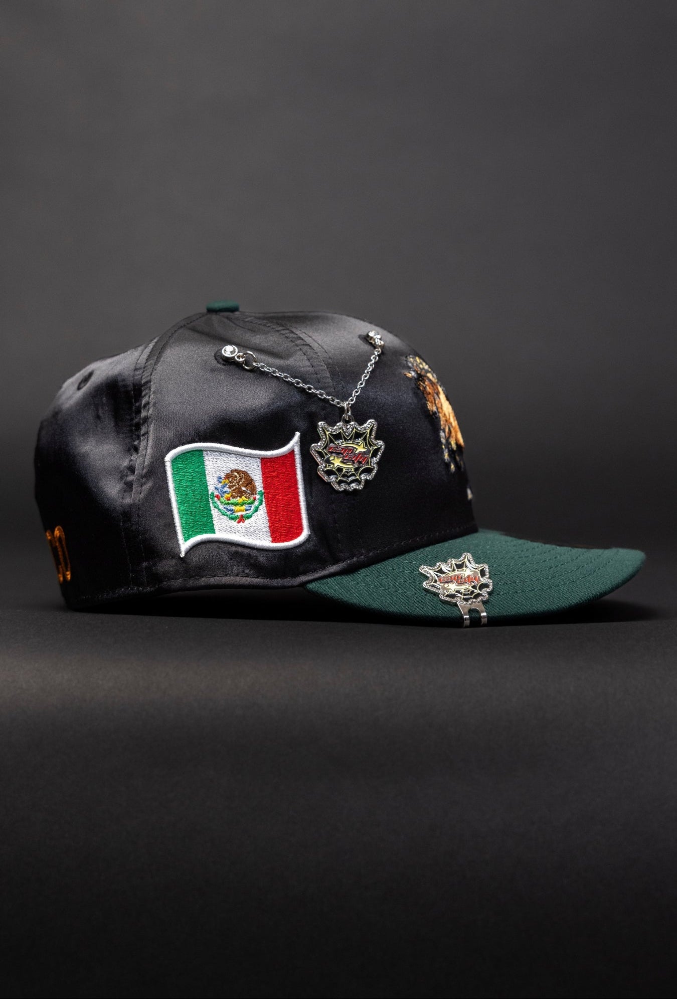 NEW ERA EXCLUSIVE 59FIFTY SATIN/FOREST GREEN "EL CABALLO" W/ MEXICO FLAG SIDE PATCH