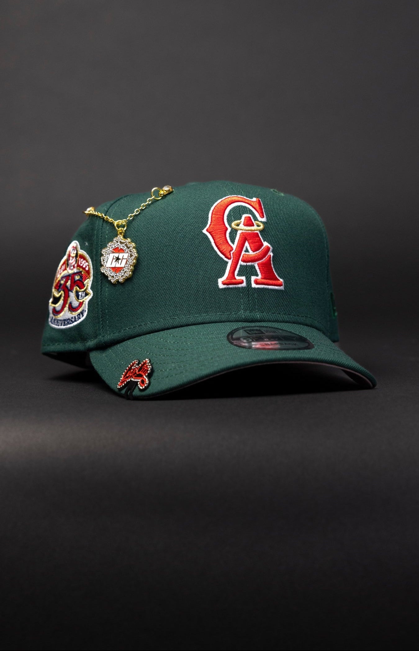 NEW ERA EXCLUSIVE 9FIFTY FOREST GREEN ANAHEIM ANGELS SNAPBACK W/ 35TH ANNIVERSARY SIDE PATCH