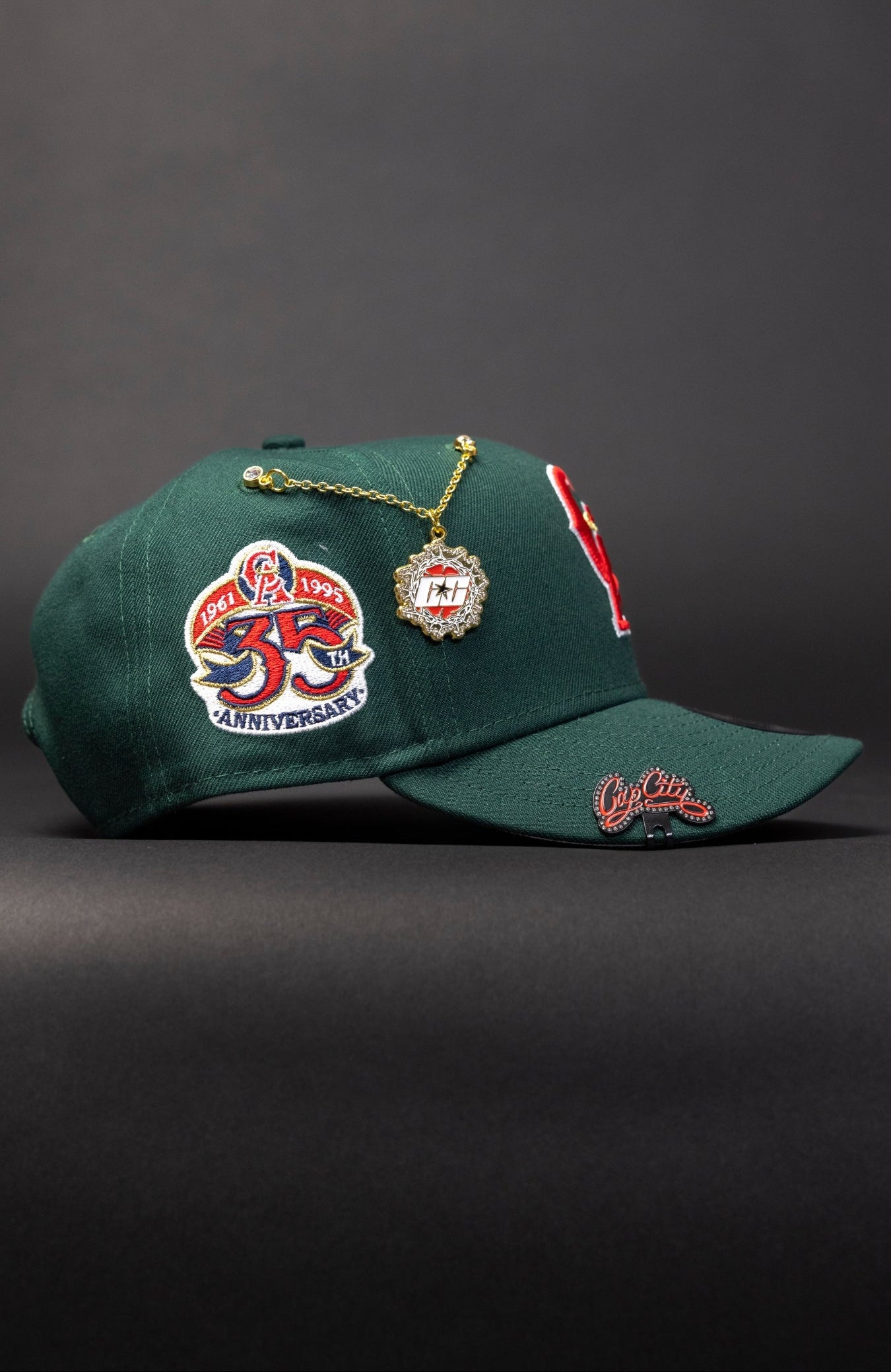 NEW ERA EXCLUSIVE 9FIFTY FOREST GREEN ANAHEIM ANGELS SNAPBACK W/ 35TH ANNIVERSARY SIDE PATCH