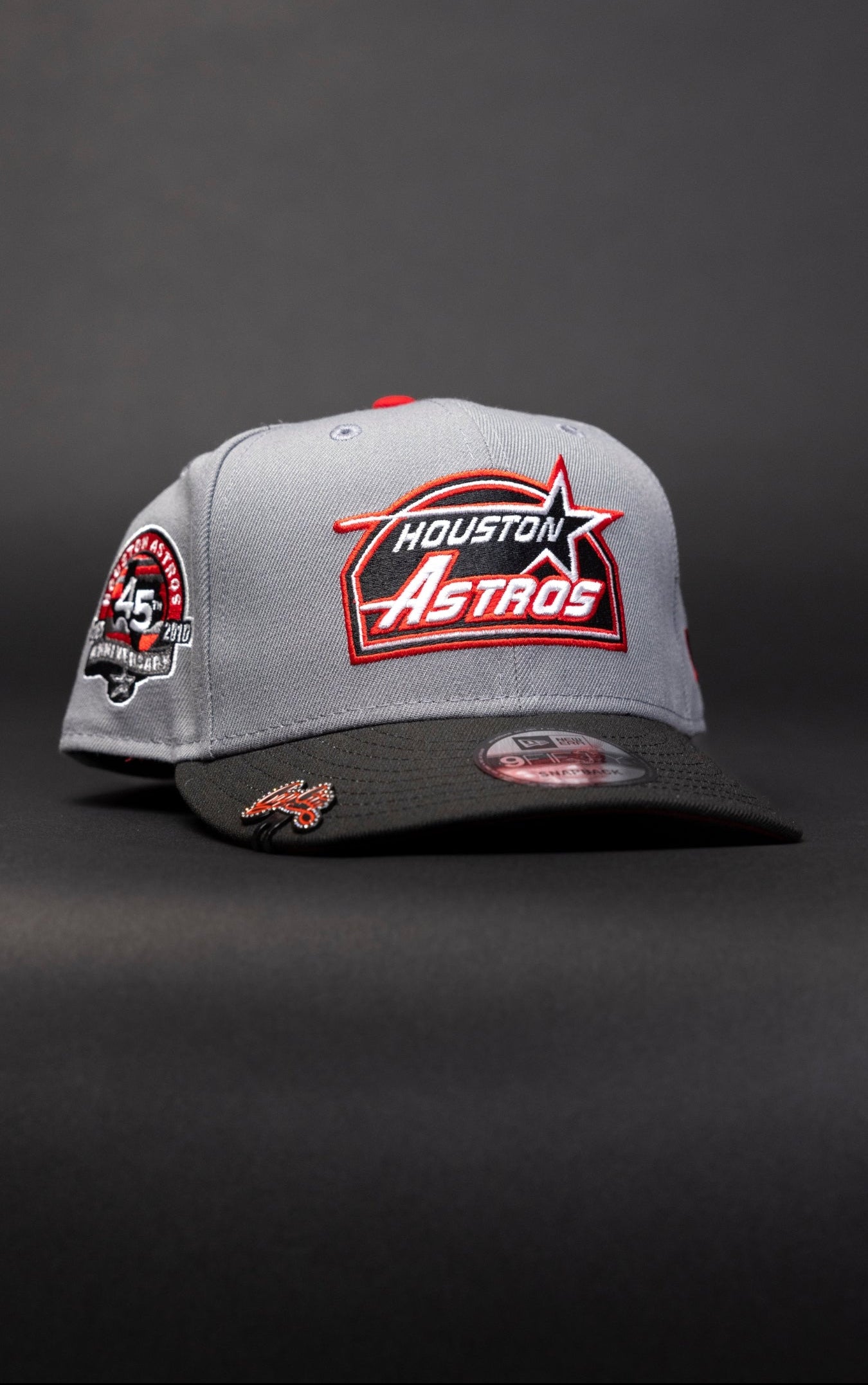 NEW ERA EXCLUSIVE 9FIFTY GREY/BLACK HOUSTON ASTROS SNAPBACK W/ 45TH ANNIVERSARY SIDE PATCH