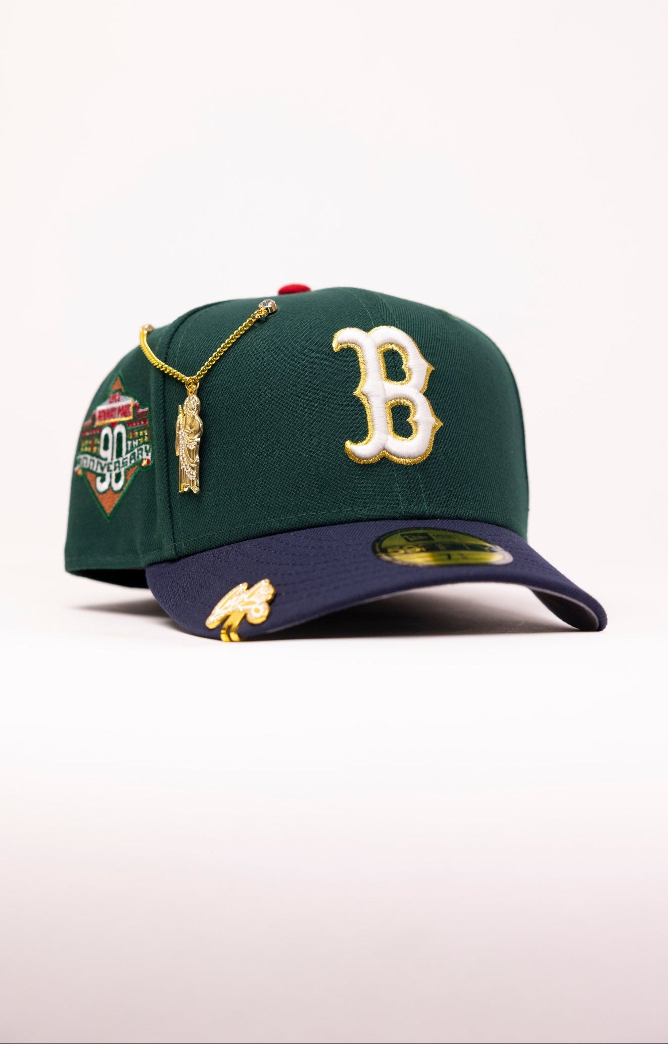 NEW ERA EXCLUSIVE 59FIFTY FOREST GREEN/NAVY BOSTON RED SOX W/ 30TH ANNIVERSARY SIDE PATCH