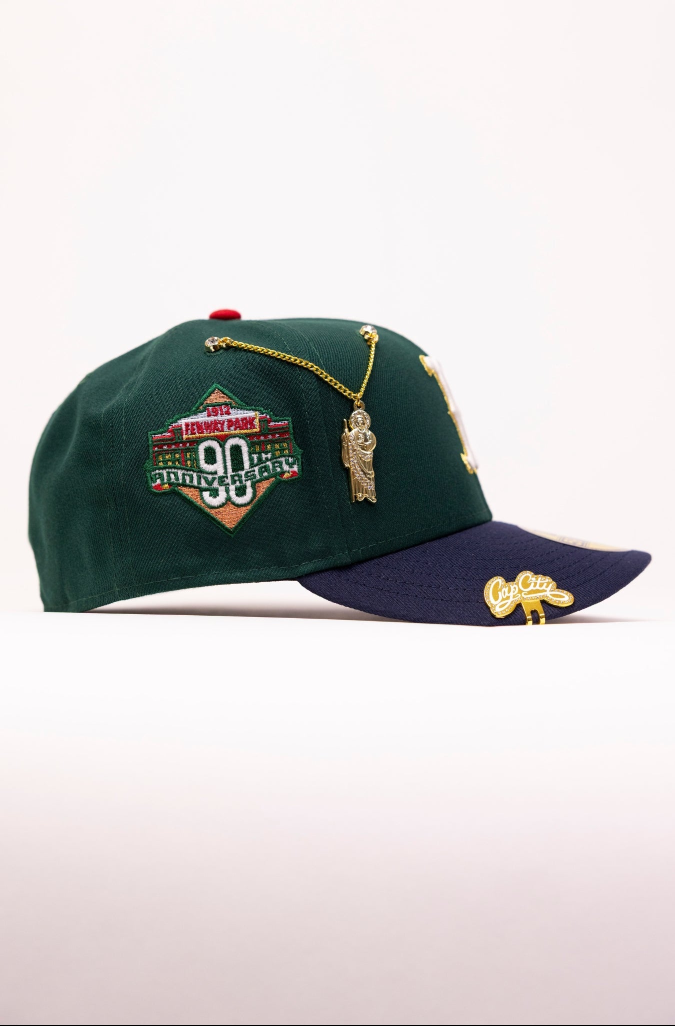 NEW ERA EXCLUSIVE 59FIFTY FOREST GREEN/NAVY BOSTON RED SOX W/ 30TH ANNIVERSARY SIDE PATCH