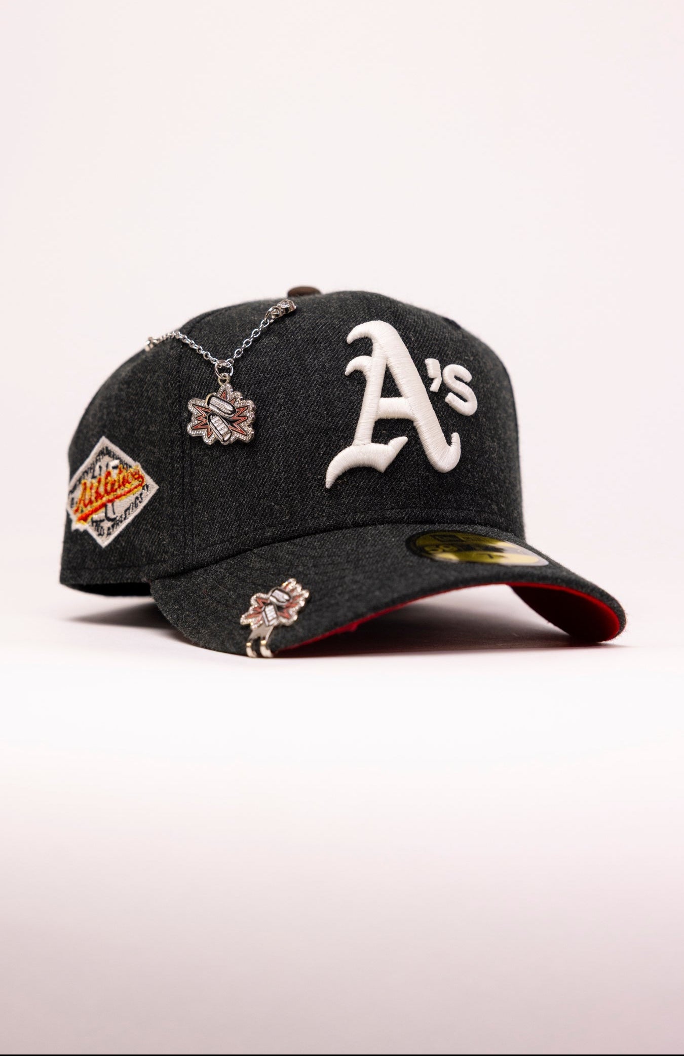 NEW ERA EXCLUSIVE 59FIFTY WOOL OAKLAND ATHELTICS W/ 25TH ANNIVERSARY SIDE PATCH