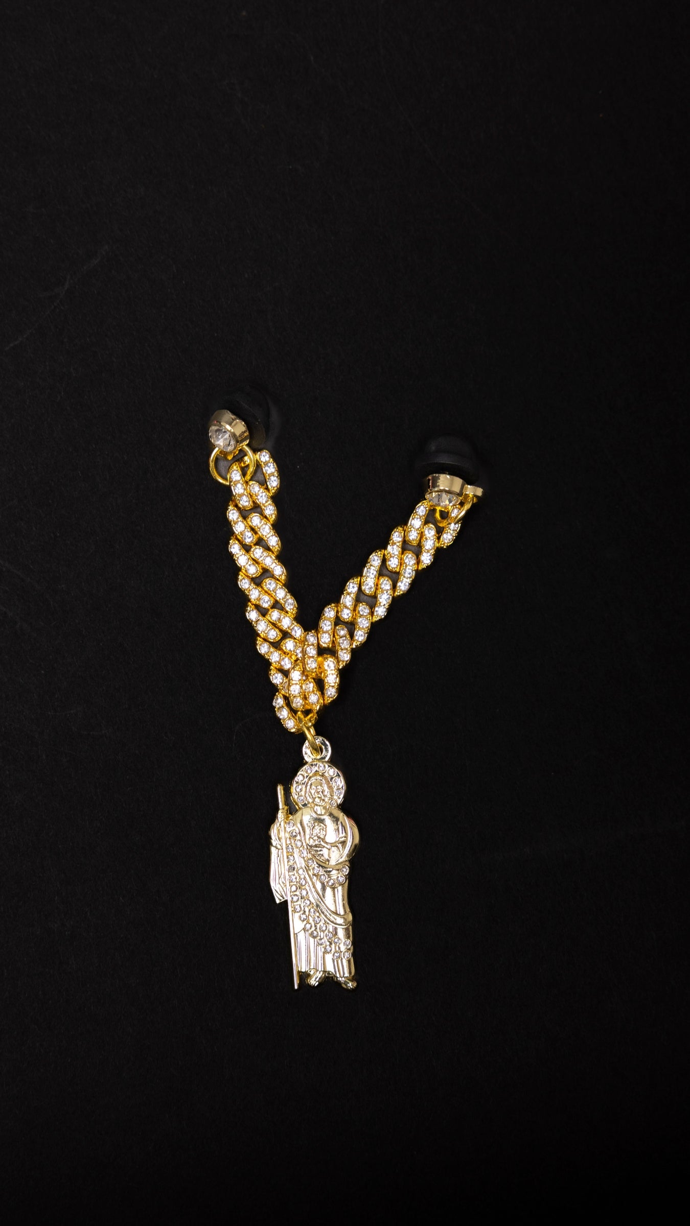 *NEW GOLD "SAN JUDAS TADEO" EXCLUSIVE ICED OUT CHAIN W/ RHINESTONES VERY LIMITED