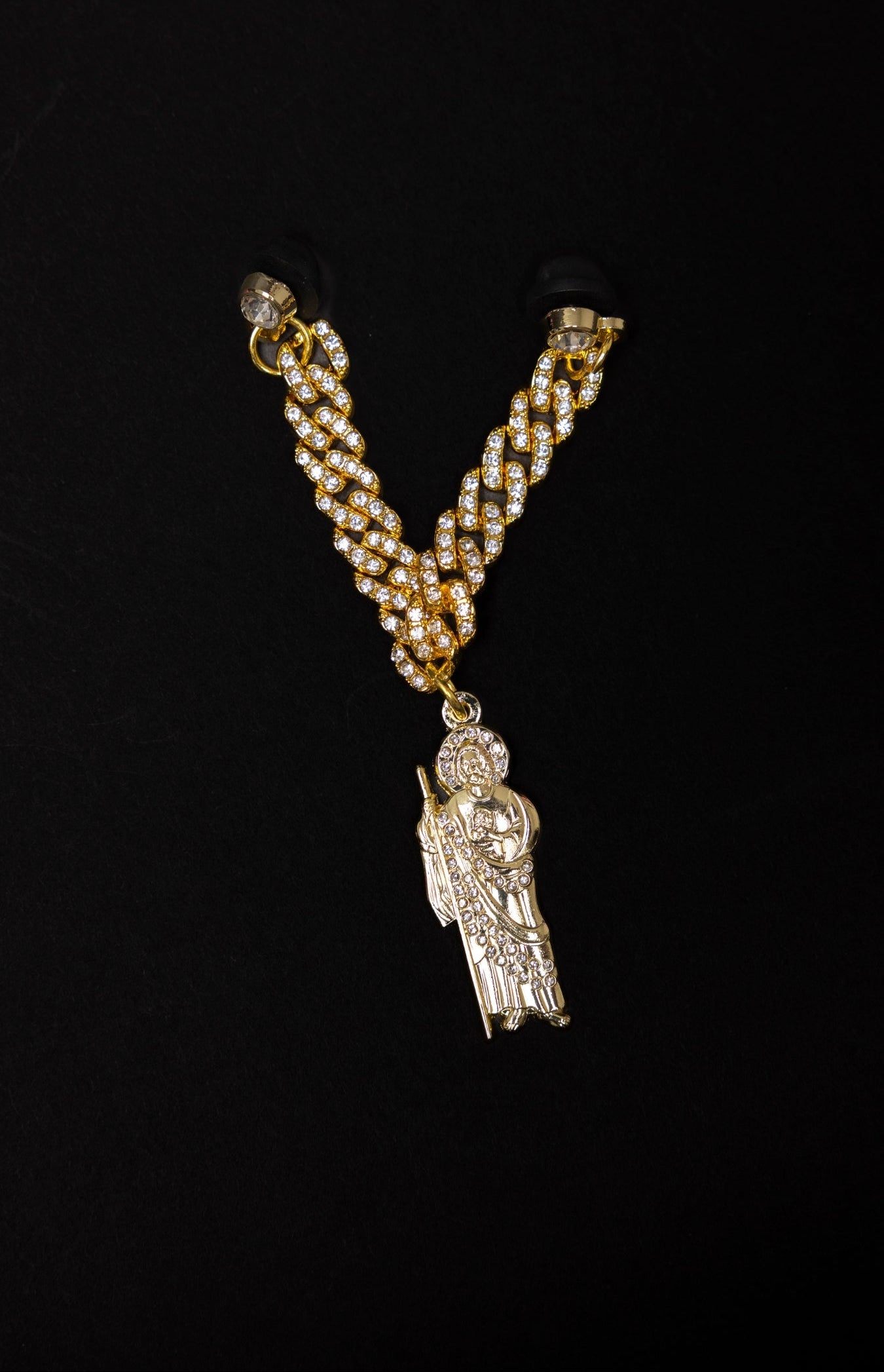 *NEW GOLD "SAN JUDAS TADEO" EXCLUSIVE ICED OUT CHAIN W/ RHINESTONES VERY LIMITED