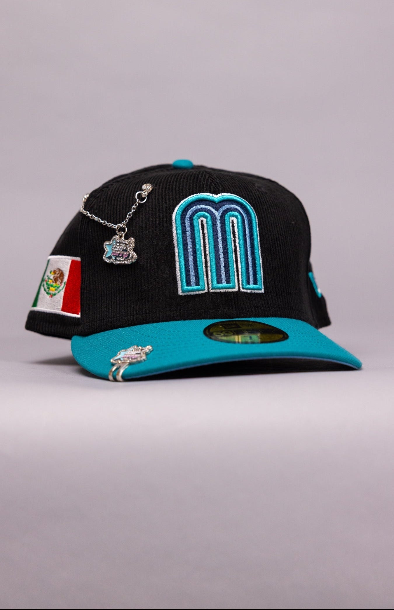 NEW ERA EXCLUSIVE 59FIFTY CORDUROY/TURQUOISE 2026 WBC MEXICO W/ "MEXICAN FLAG" SIDE PATCH