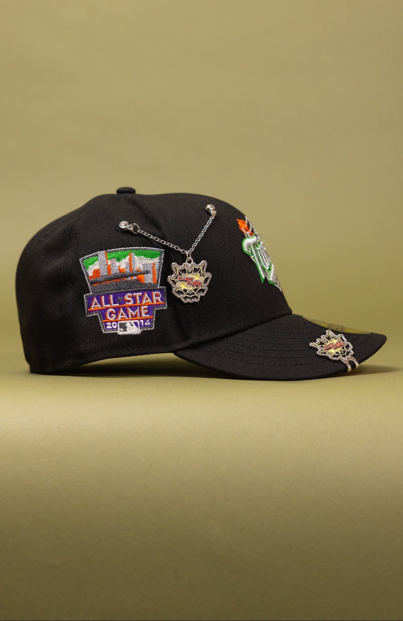 NEW ERA EXCLUSIVE 59FIFTY BLACK MINNESOTA TWINS W/ SPIDER WEB LOGO + ALL STAR GAME SIDE PATCH