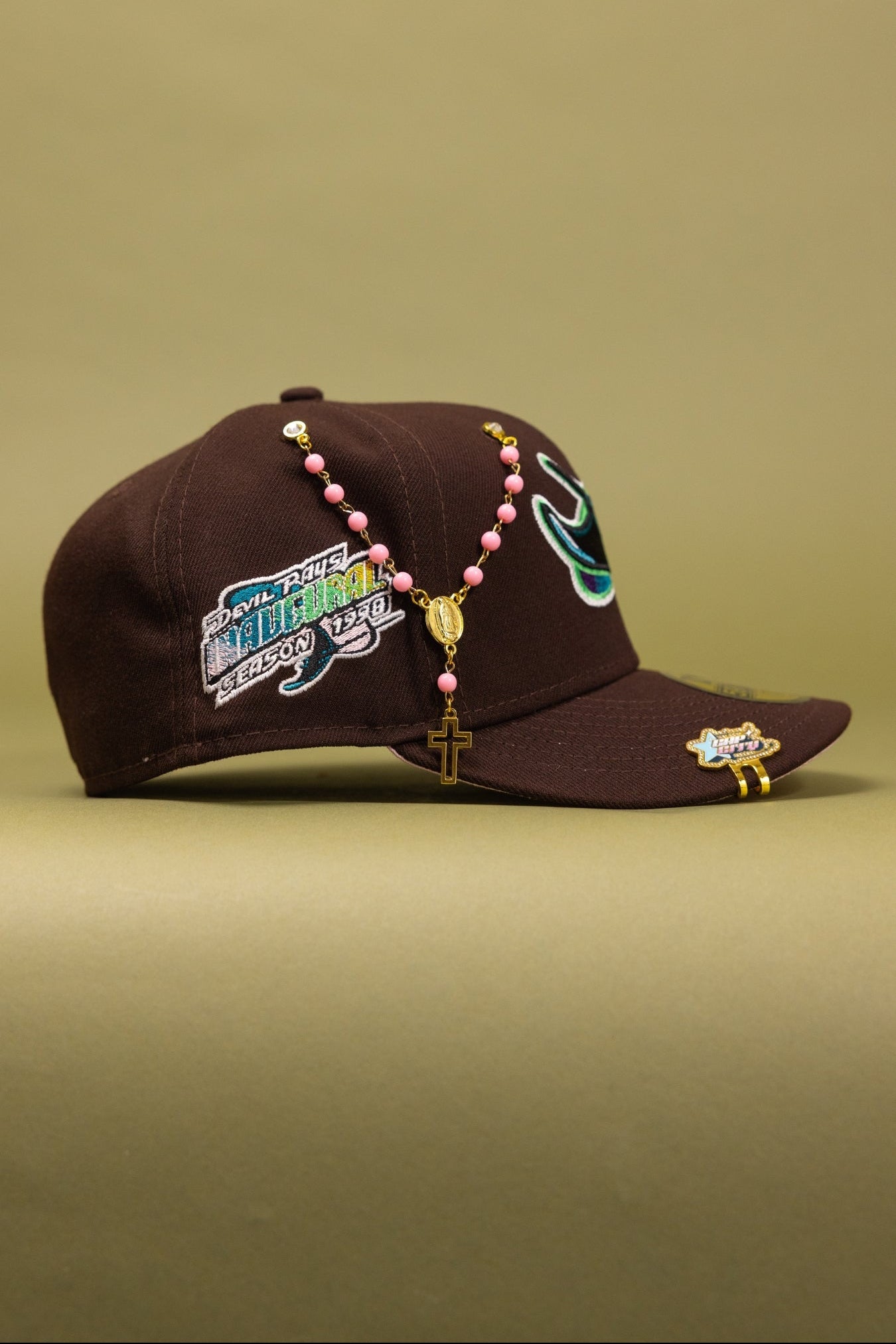 NEW ERA EXCLUSIVE 59FIFTY DARK BROWN TAMPA BAY DEVILRAYS W/ INAUGURAL SEASON SIDE PATCH