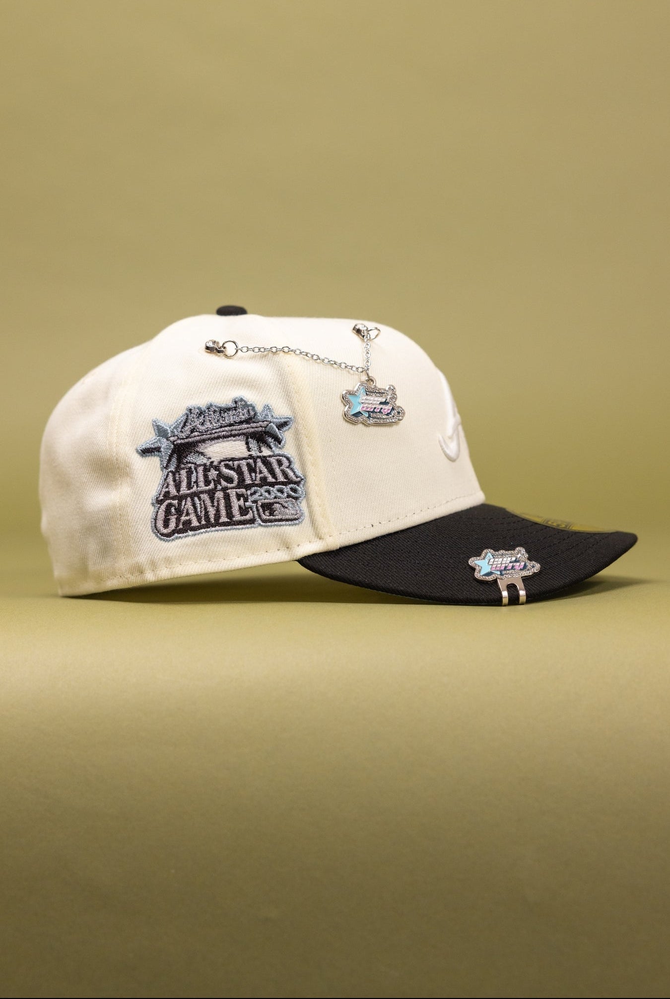 NEW ERA EXCLUSIVE 59FIFTY CHROME/BLACK ATLANTA BRAVES W/ 2000 ALL STAR GAME SIDE PATCH