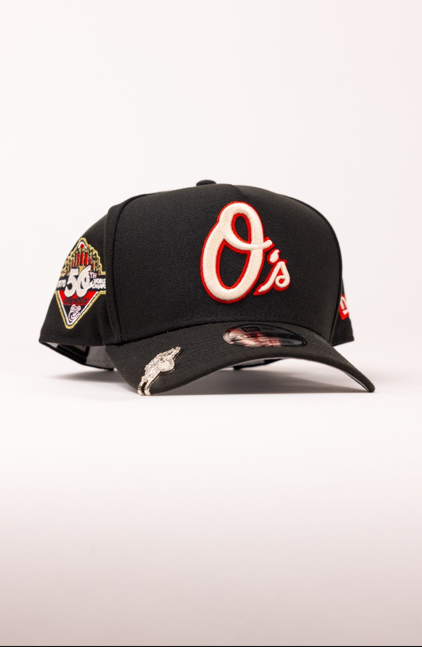NEW ERA 9FIFTY A-FRAME BLACK BALTMORE ORIOLES W/ 50TH ANNIVERSARY SIDE PATCH