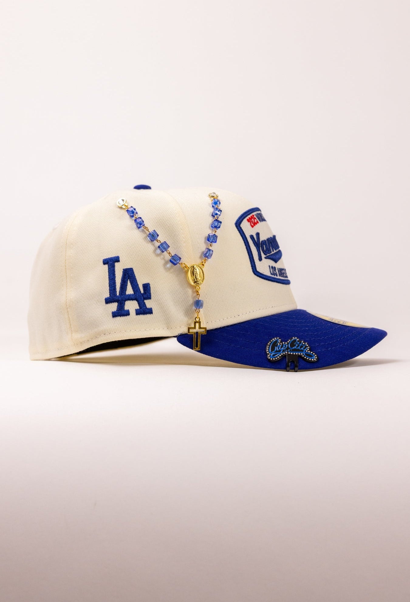 NEW ERA EXCLUSIVE 59FIFTY CHROME/BLUE LOS ANGELES DODGERS W/ YOSHINOBU YAMAMOTO + LA LOGO SIDE PATCH