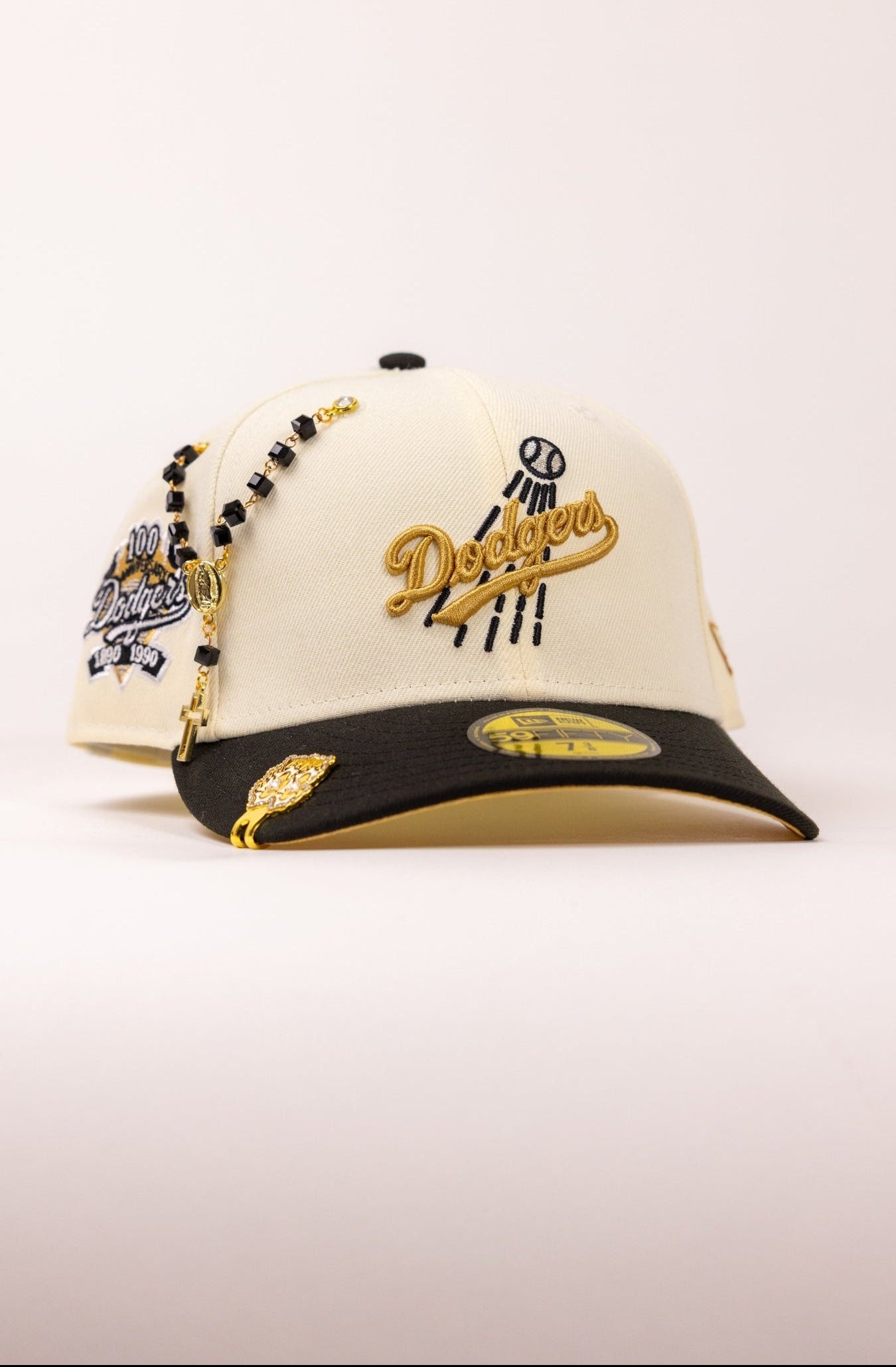 NEW ERA EXCLUSIVE 59FIFTY CHROME/BLACK LOS ANGELES DODGERS W// 100TH ANNIVERSARY SIDE PATCH