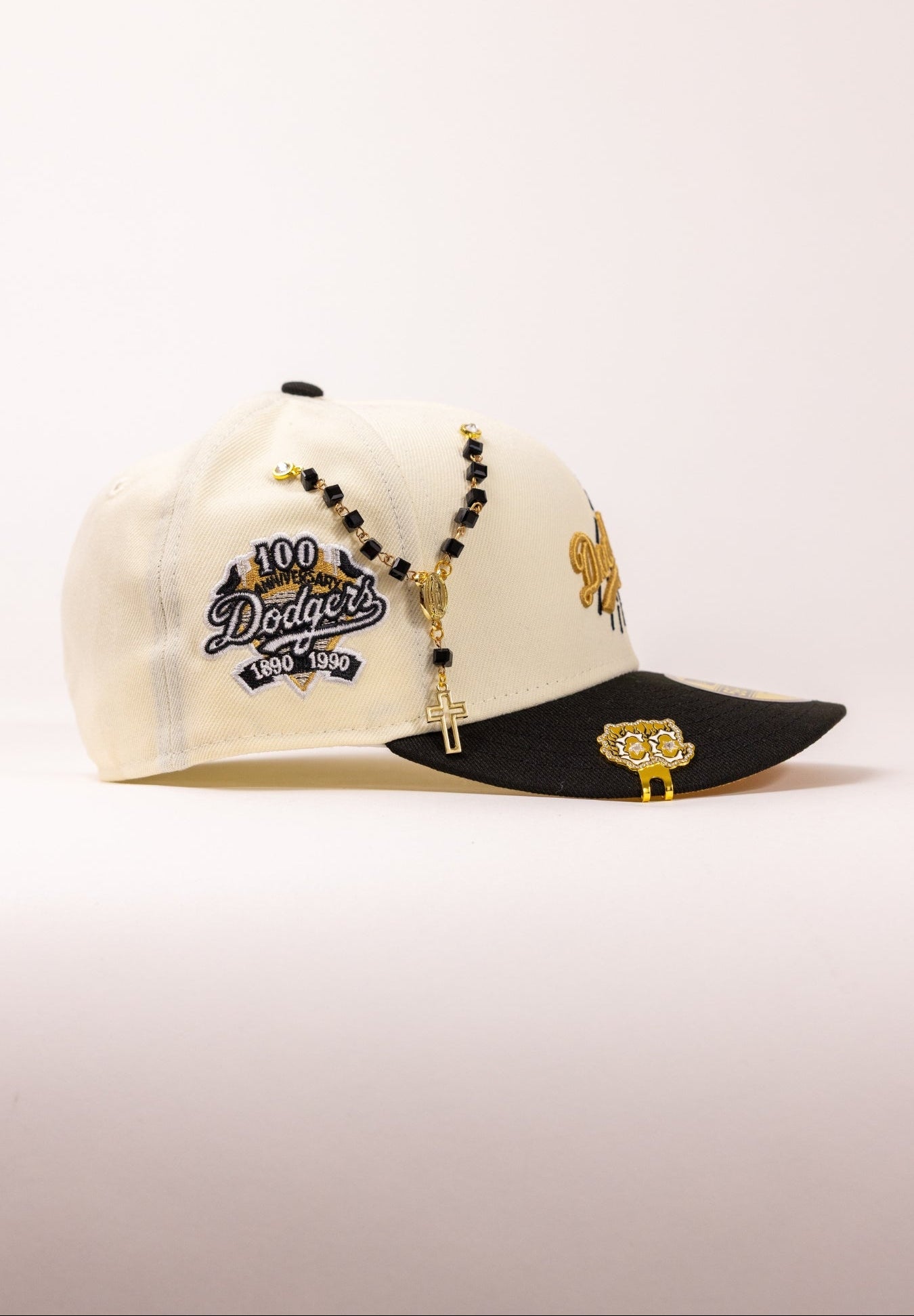NEW ERA EXCLUSIVE 59FIFTY CHROME/BLACK LOS ANGELES DODGERS W// 100TH ANNIVERSARY SIDE PATCH