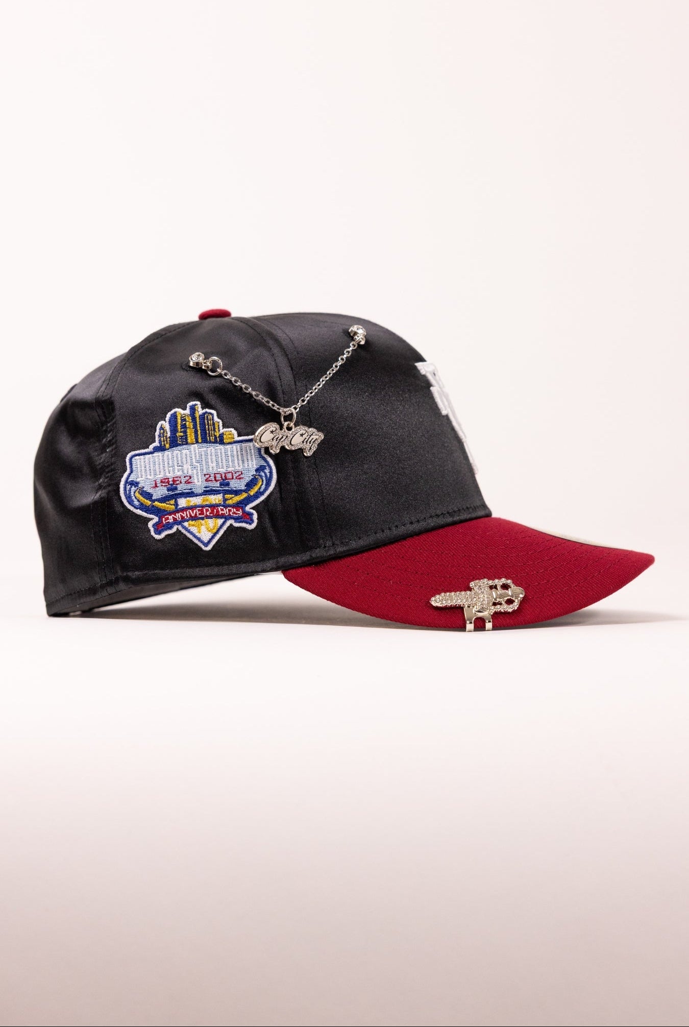 NEW ERA EXCLUSIVE 59FIFTY SATIN/BURGUNDY LOS ANGELES DODGERS W/ 40TH ANNIVERSARY SIDE PATCH