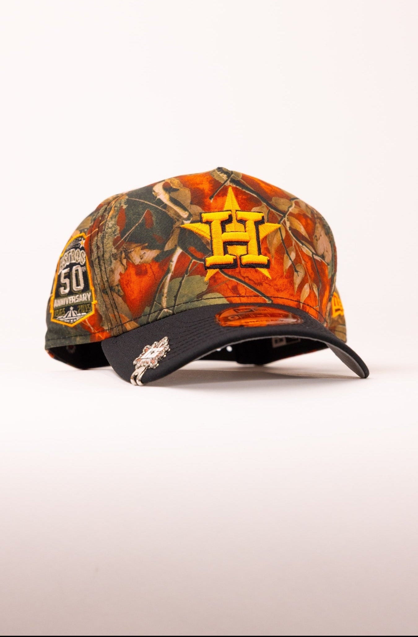 NEW ERA 9FIFTY A-FRAME REALTREE/BLACK HOUSTON ASTROS W/ 50TH ANNIVERSARY SIDE PATCH