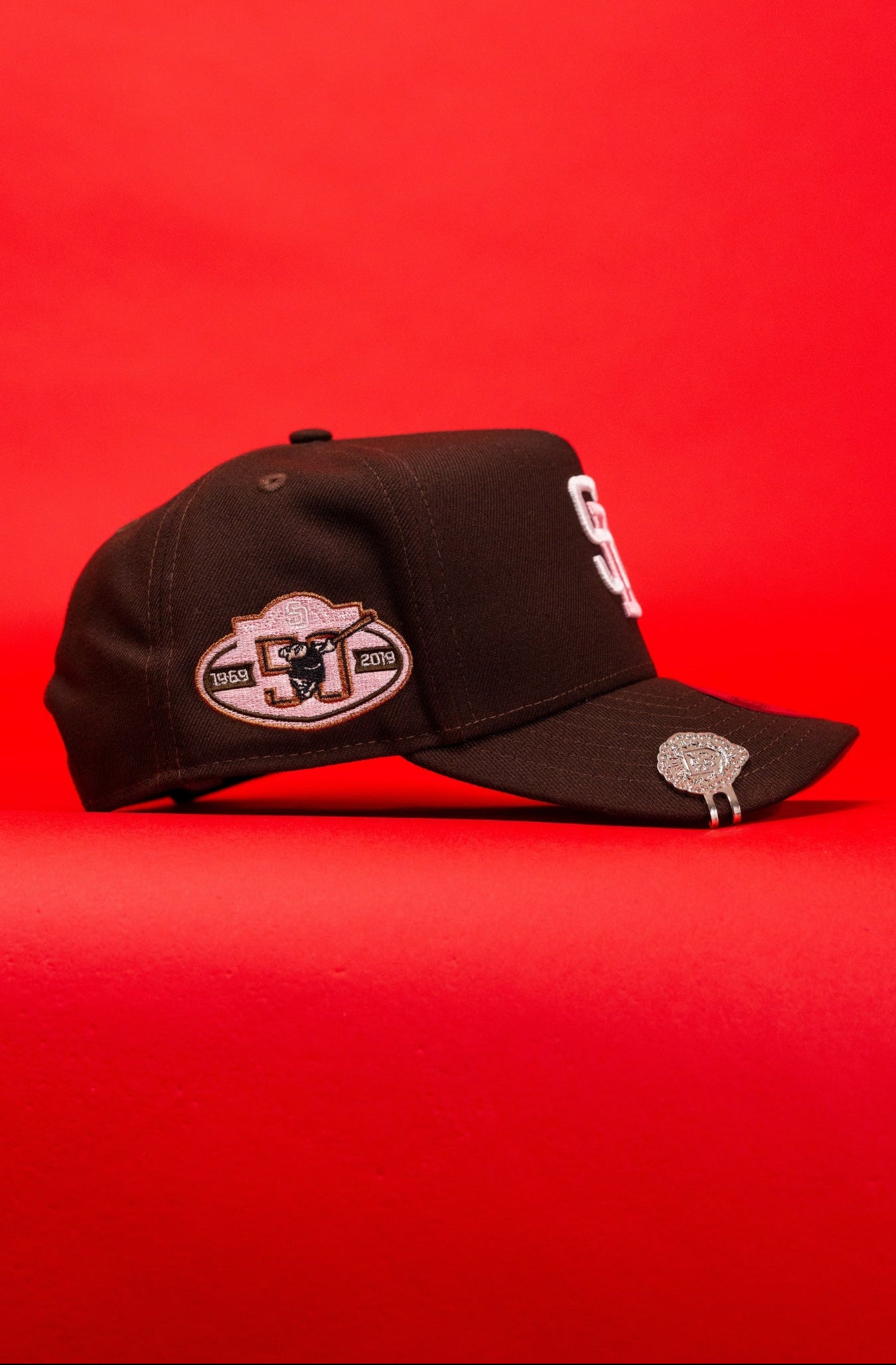 NEW ERA 9FIFTY A-FRAME DARK BROWN SAN DIEGO PADRES SNAPBACK W/ 50TH ANNIVERSARY SIDE PATCH