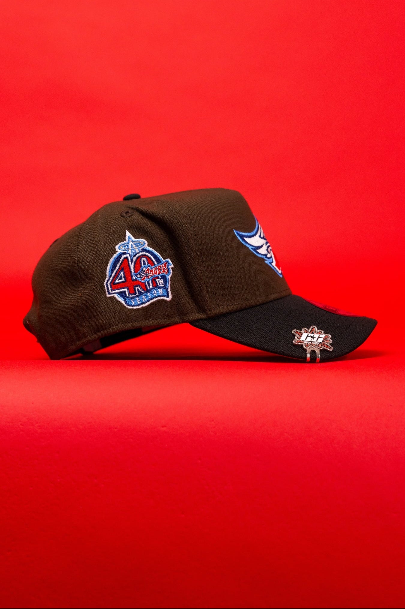 NEW ERA 9FIFTY A-FRAME BROWN/BLACK ANAHEIM ANGELS SNAPBACK W/ 40TH ANNIVERSARY SIDE PATCH