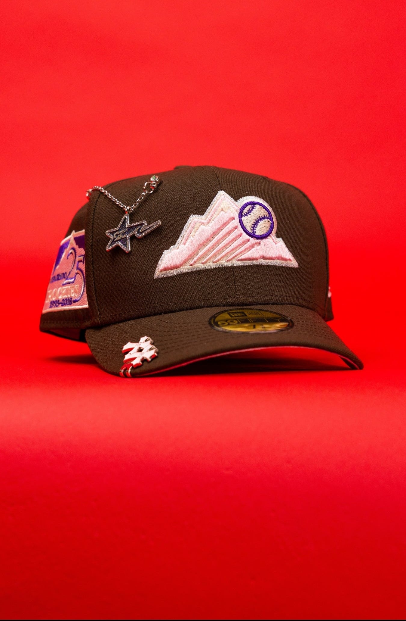 NEW ERA EXCLUSIVE 59FIFTY BROWN COLORADO ROCKIES W/ 25TH ANNIVERSARY SIDE PATCH