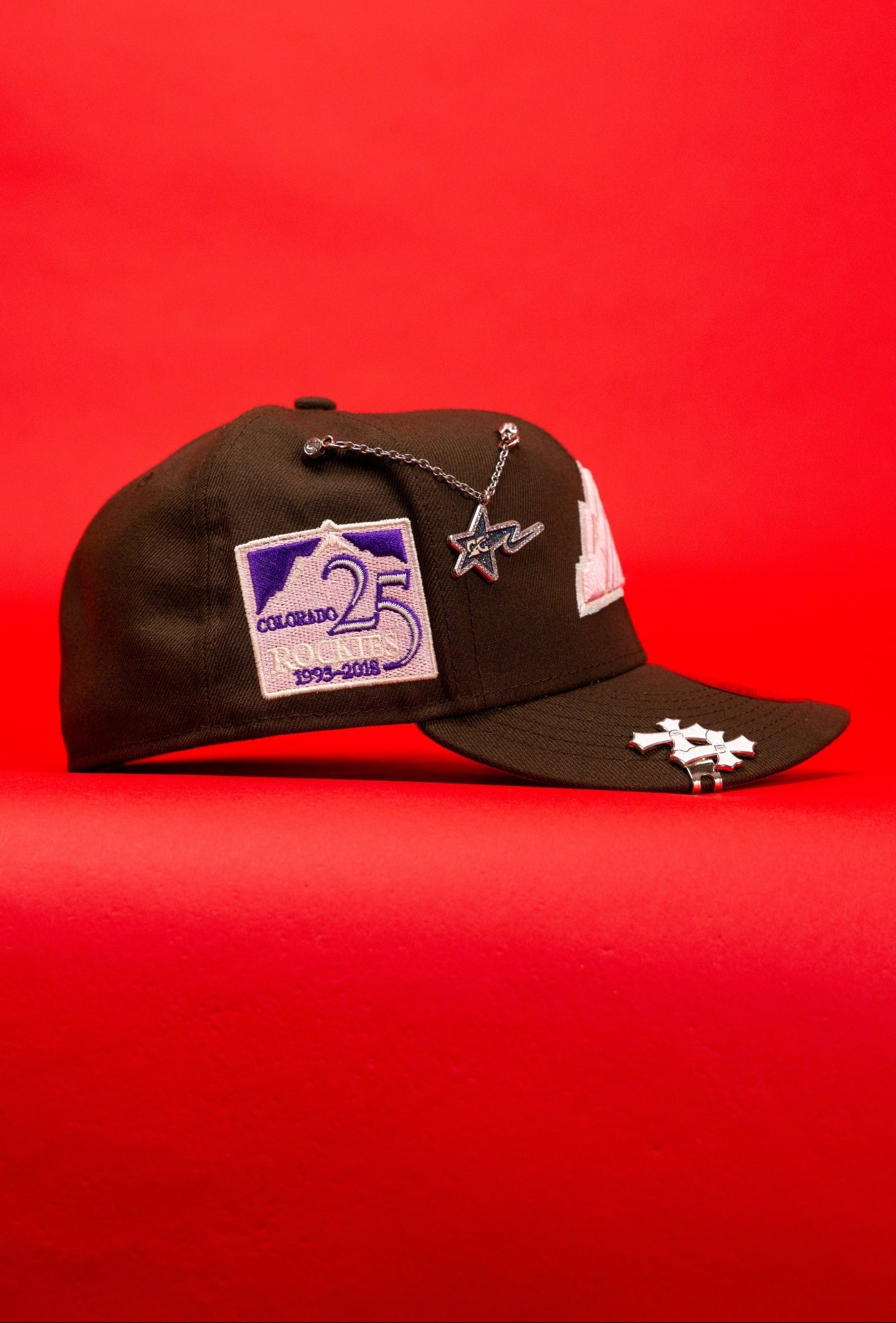 NEW ERA EXCLUSIVE 59FIFTY BROWN COLORADO ROCKIES W/ 25TH ANNIVERSARY SIDE PATCH