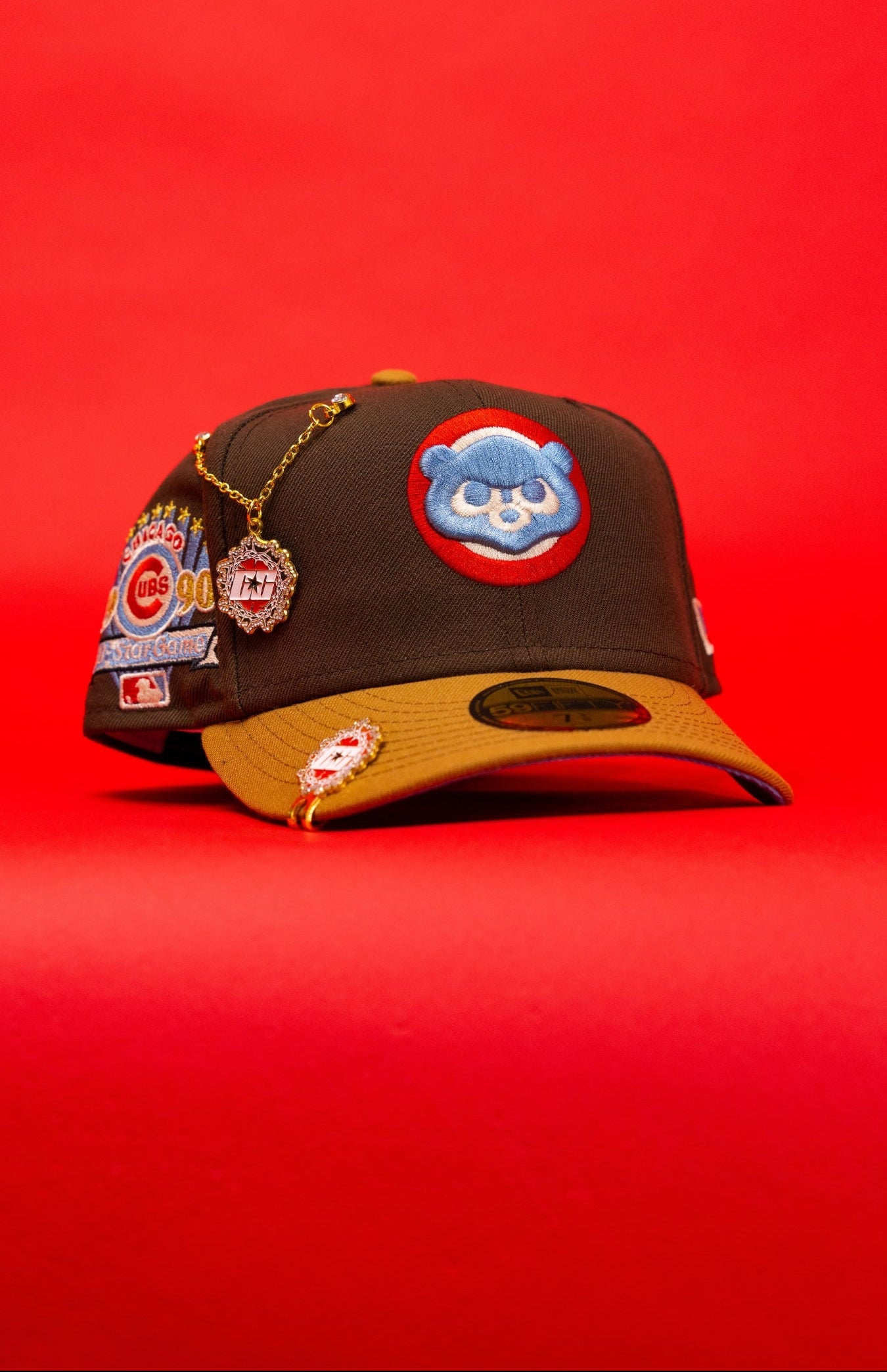 NEW ERA EXCLUSIVE 59FIFTY BROWN/KHAKI CHICAGO CUBS W/ 1990 ALL STAR GAME SIDE PATCH