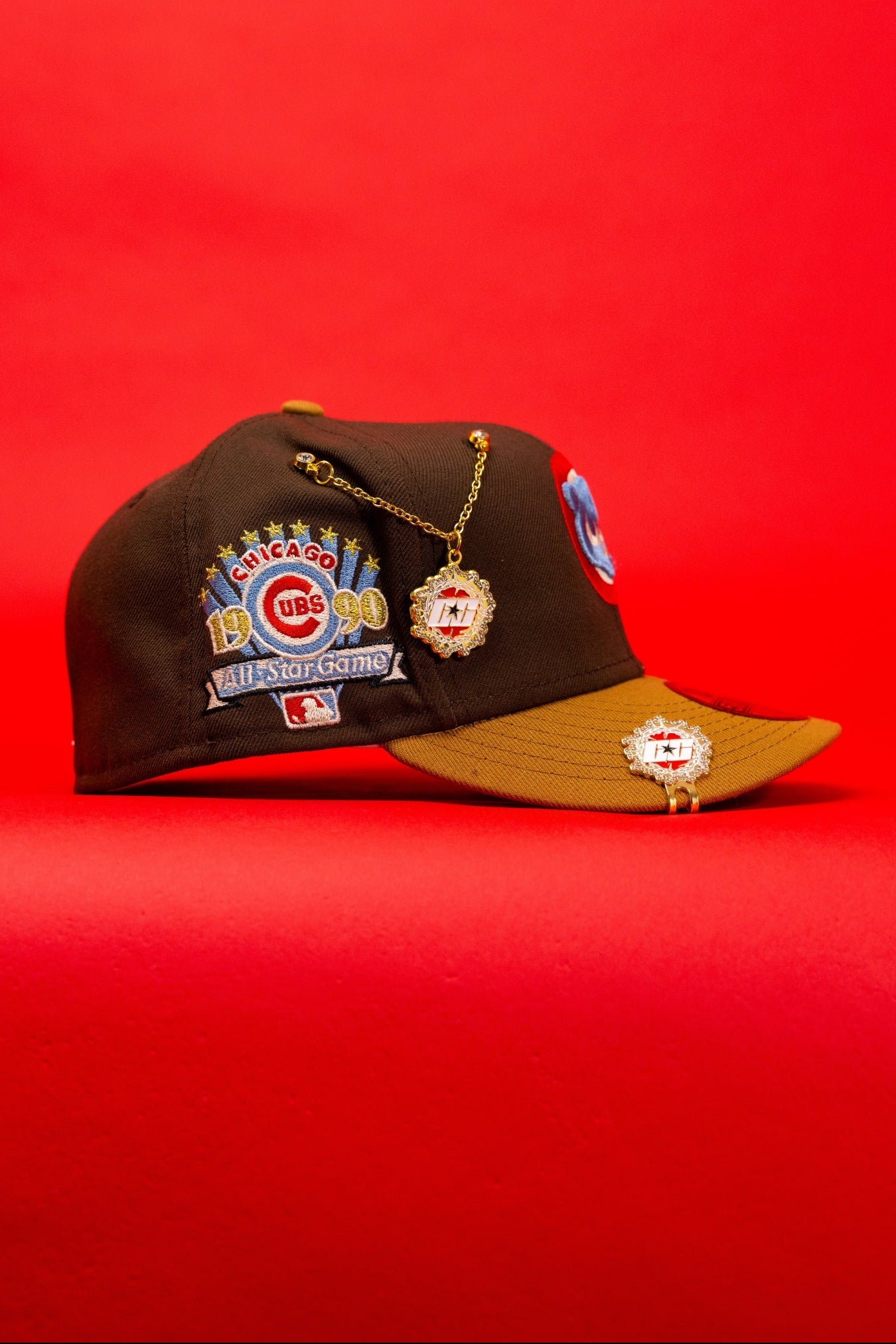 NEW ERA EXCLUSIVE 59FIFTY BROWN/KHAKI CHICAGO CUBS W/ 1990 ALL STAR GAME SIDE PATCH