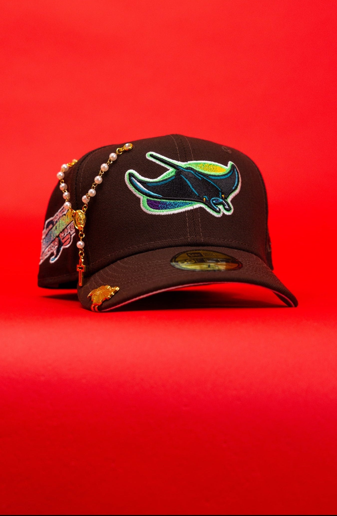 NEW ERA EXCLUSIVE 59FIFTY DARK BROWN TAMPA BAY DEVILRAYS W/ 1998 INAUGURAL SEASON SIDE PATCH