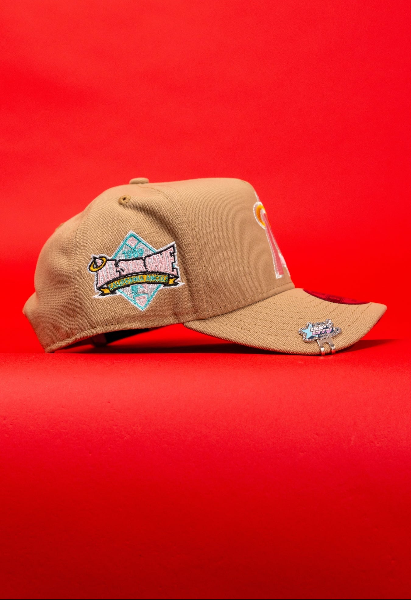 NEW ERA 9FIFTY A-FRAME BEIGE ANAHEIM ANGELS SNAPBACK W/ ALL STAR GAME SIDE PATCH