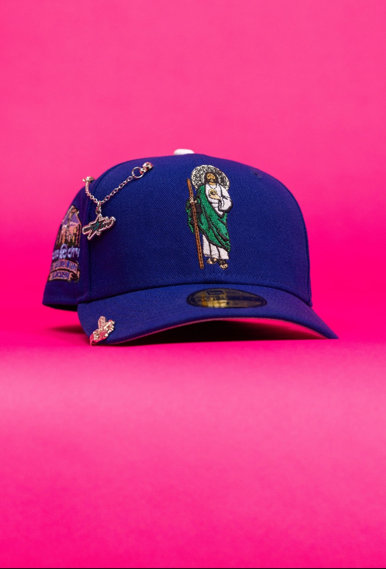NEW ERA EXCLUSIVE 59FIFTY BLUE "SAN JUDAS TADEO" W/ 15TH ANNIVERSARY SIDE PATCH