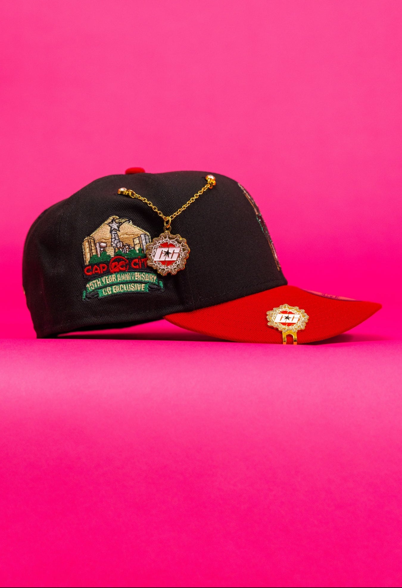 NEW ERA EXCLUSIVE 59FIFTY BLACK/RED "SAN JUDAS TADEO" W/ 15TH ANNIVERSARY SIDE PATCH