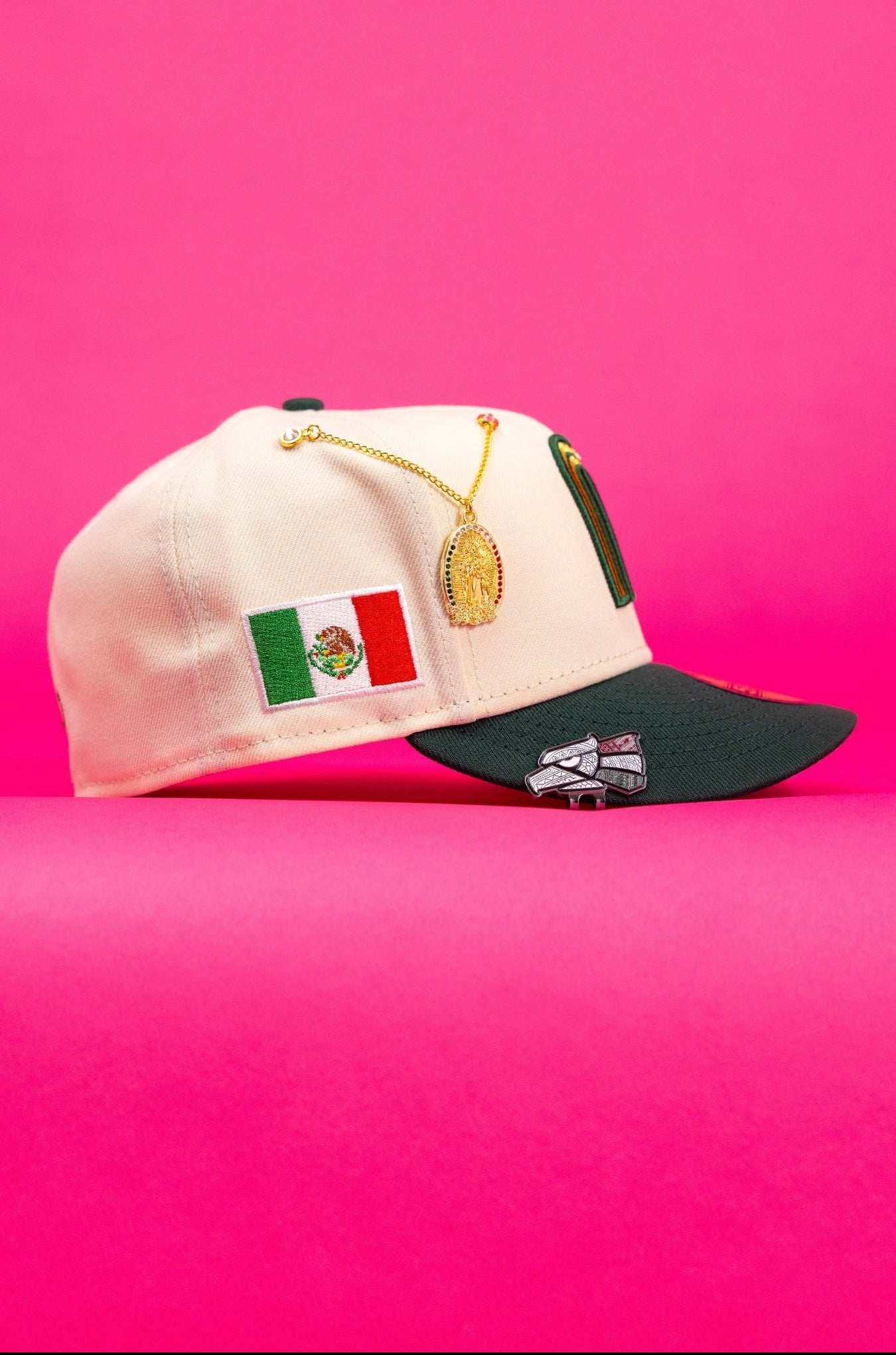 NEW ERA EXCLUSIVE 59FIFTY CHROME/FOREST GREEN 2026 MEXICO WBC W/ "MEXICAN FLAG" SIDE PATCH