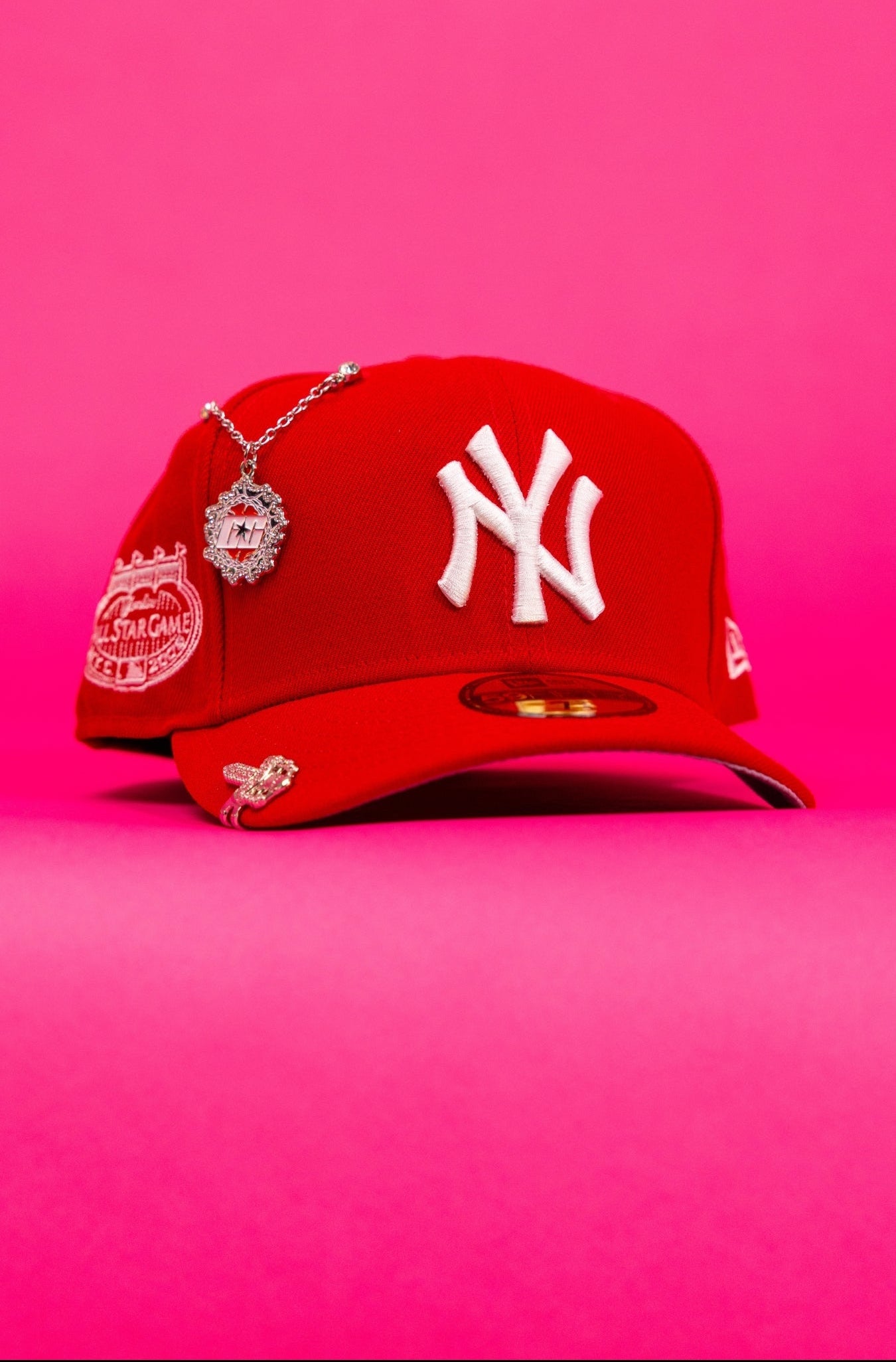 NEW ERA EXCLUSIVE 59FIFTY RED NEW YORK YANKEES W/ ALL STAR GAME SIDE PATCH