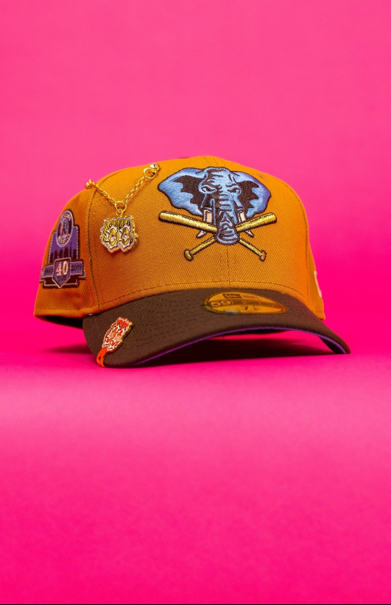 NEW ERA EXCLUSIVE 59FIFTY TAN OAKLAND ATHLETICS W/ 40TH ANNIVERSARY SIDE PATCH