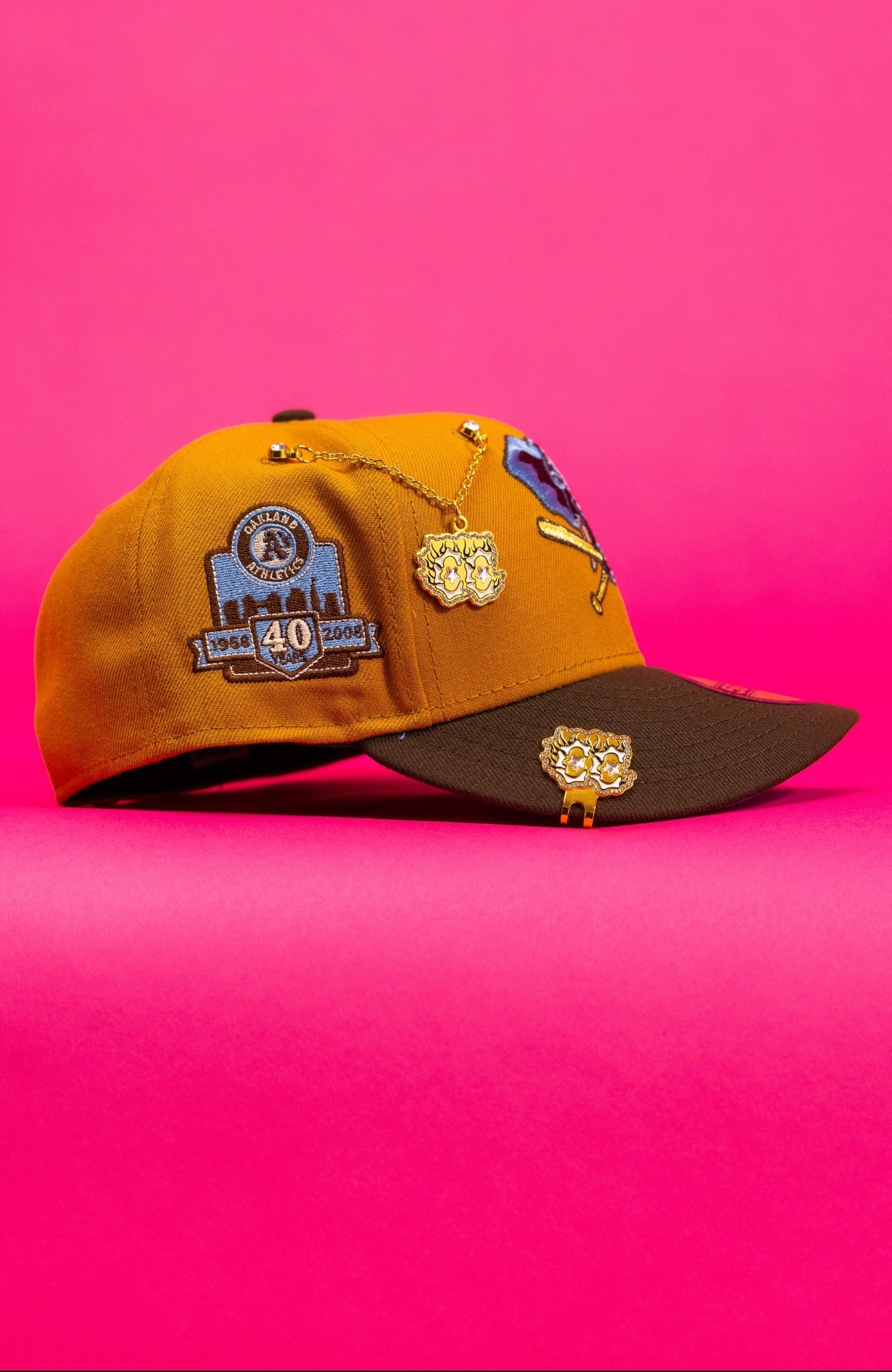 NEW ERA EXCLUSIVE 59FIFTY TAN OAKLAND ATHLETICS W/ 40TH ANNIVERSARY SIDE PATCH