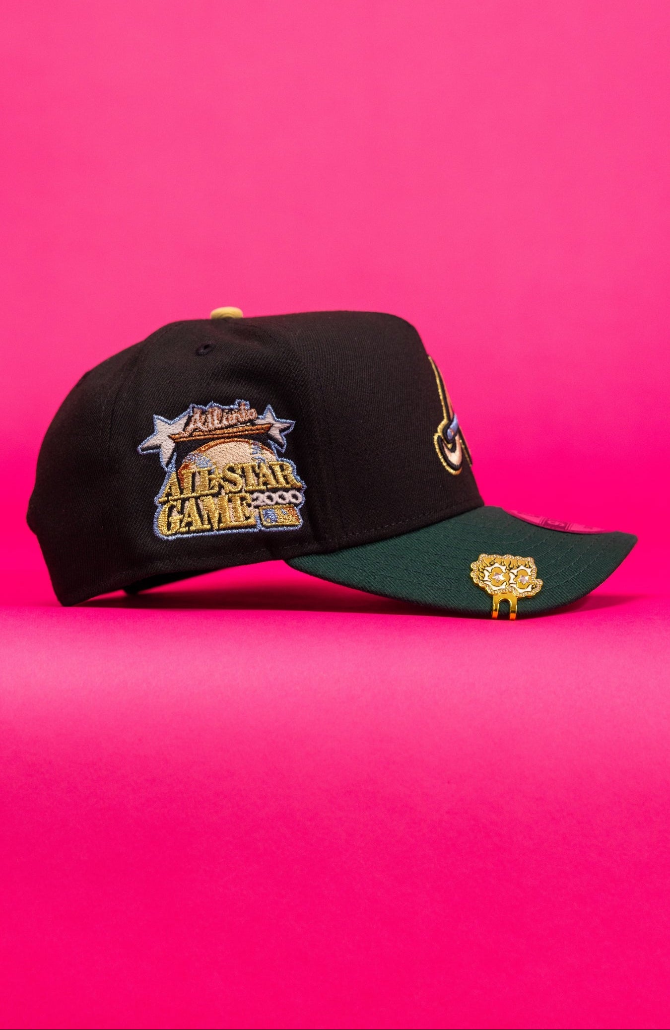 NEW ERA 9FIFTY A-FRAME BLACK/FOREST GREEN ATLANTA BRAVES SNAPBACK W/ 2000 ALL STAR GAME SIDE PATCH