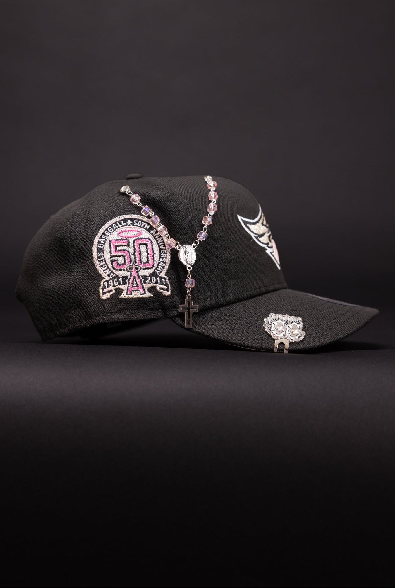 NEW ERA EXCLUSIVE 9FIFTY BLACK ANAHEIM ANGELS SNAPBACK W/ 50TH ANNIVERSARY SIDE PATCH