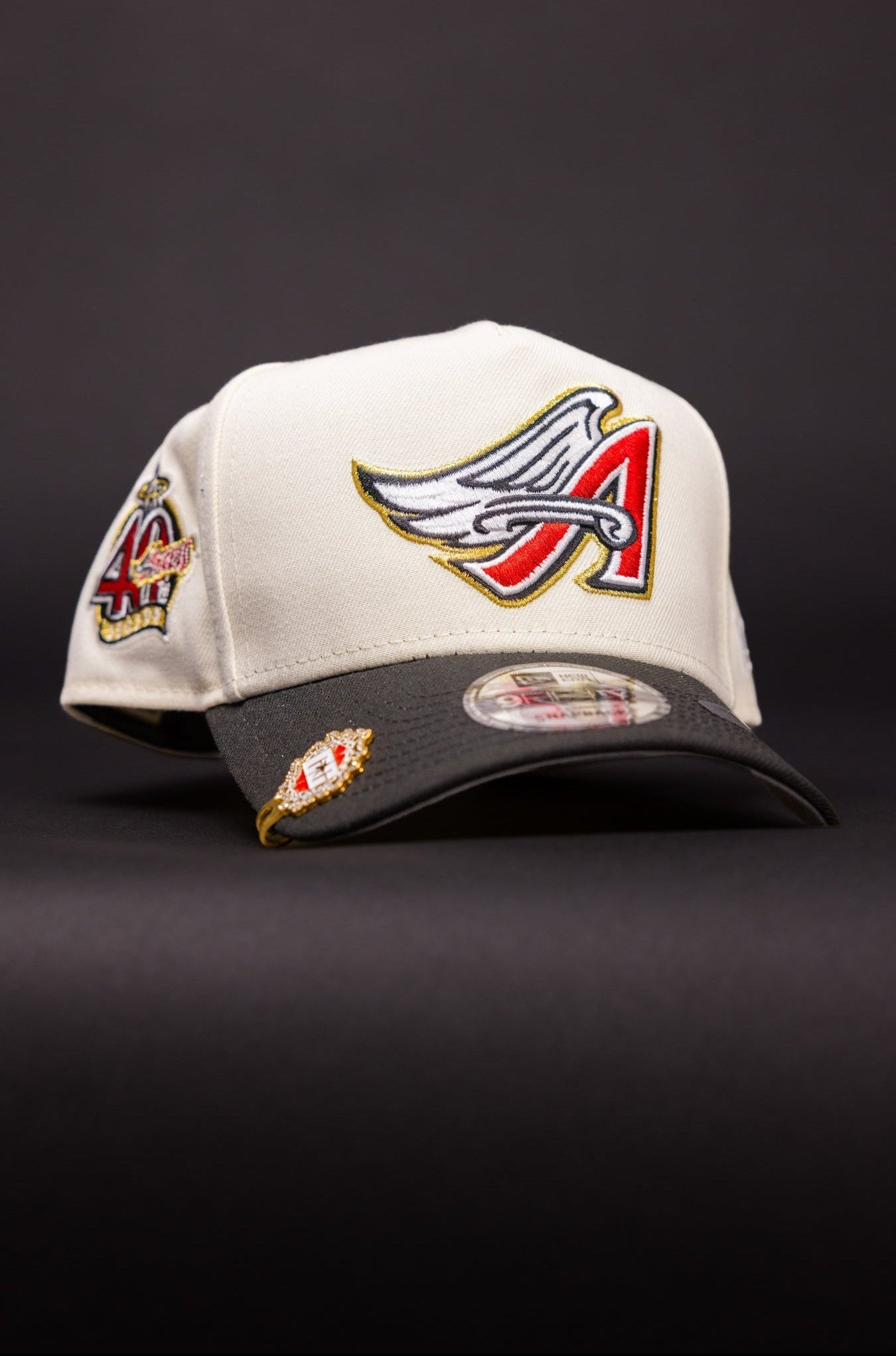 NEW ERA 9FIFTY A-FRAME CHROME/BLACK ANAHEIM ANGELS SNAPBACK W/ 40TH ANNIVERSARY SIDE PATCH