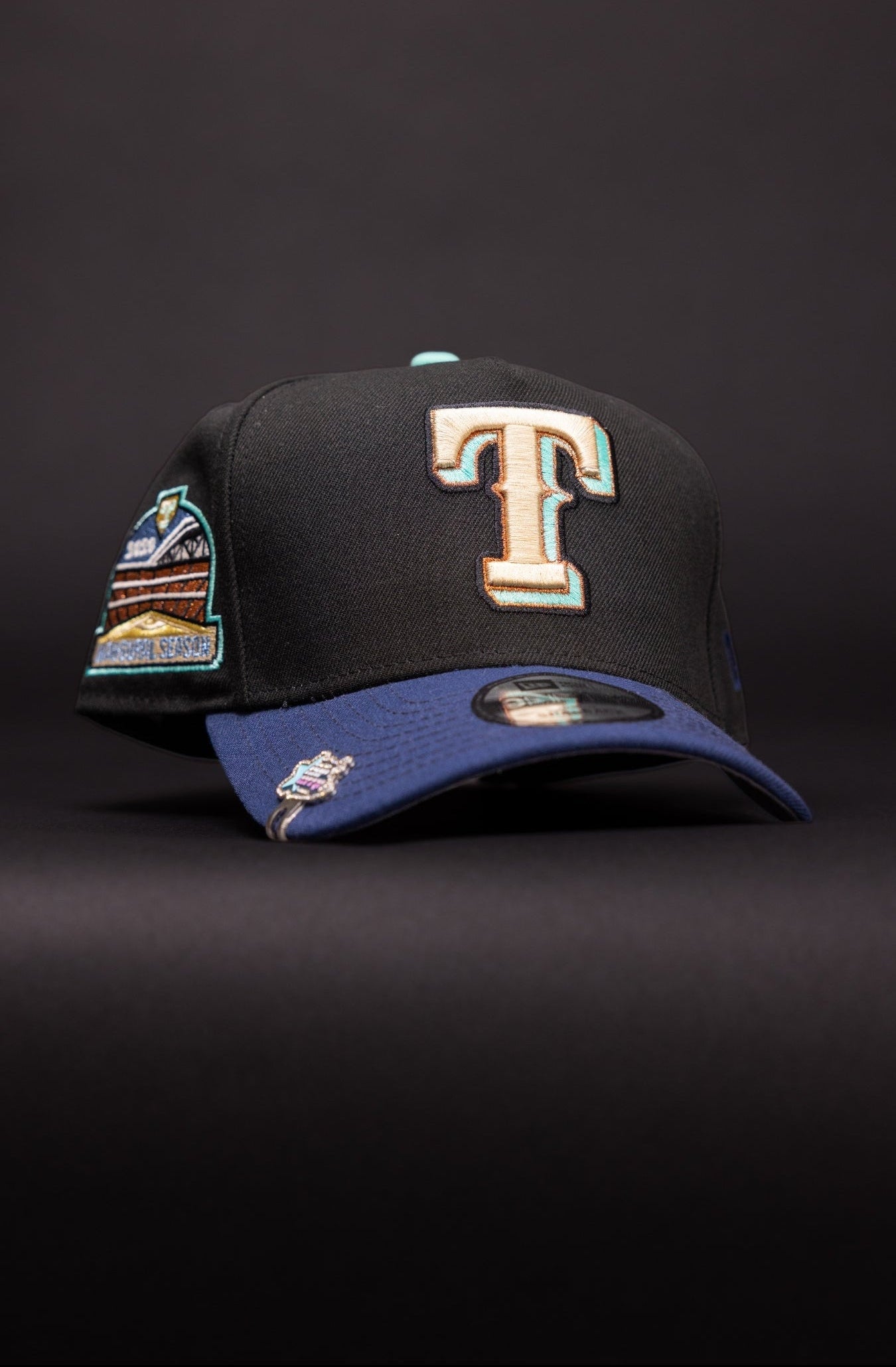 NEW ERA 9FIFTY A-FRAME BLACK/NAVY TEXAS RANGERS SNAPBACK W/ INAUGURAL SEASON SIDE PATCH