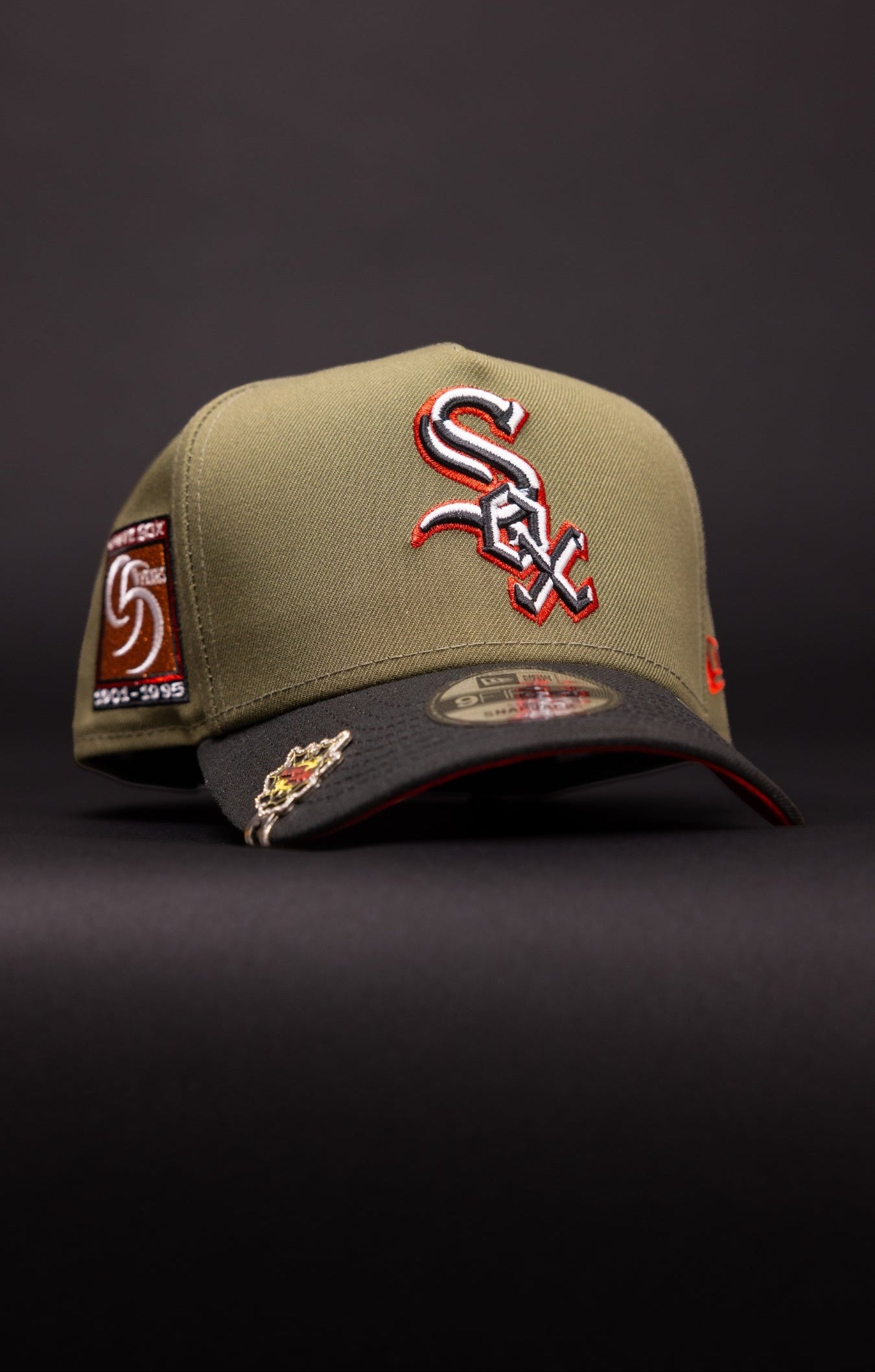 NEW ERA 9FIFTY A-FRAME OLIVE/BLACK CHICAGO WHITE SOX SNAPBACK W/ 95TH ANNIVERSARY SIDE PATCH
