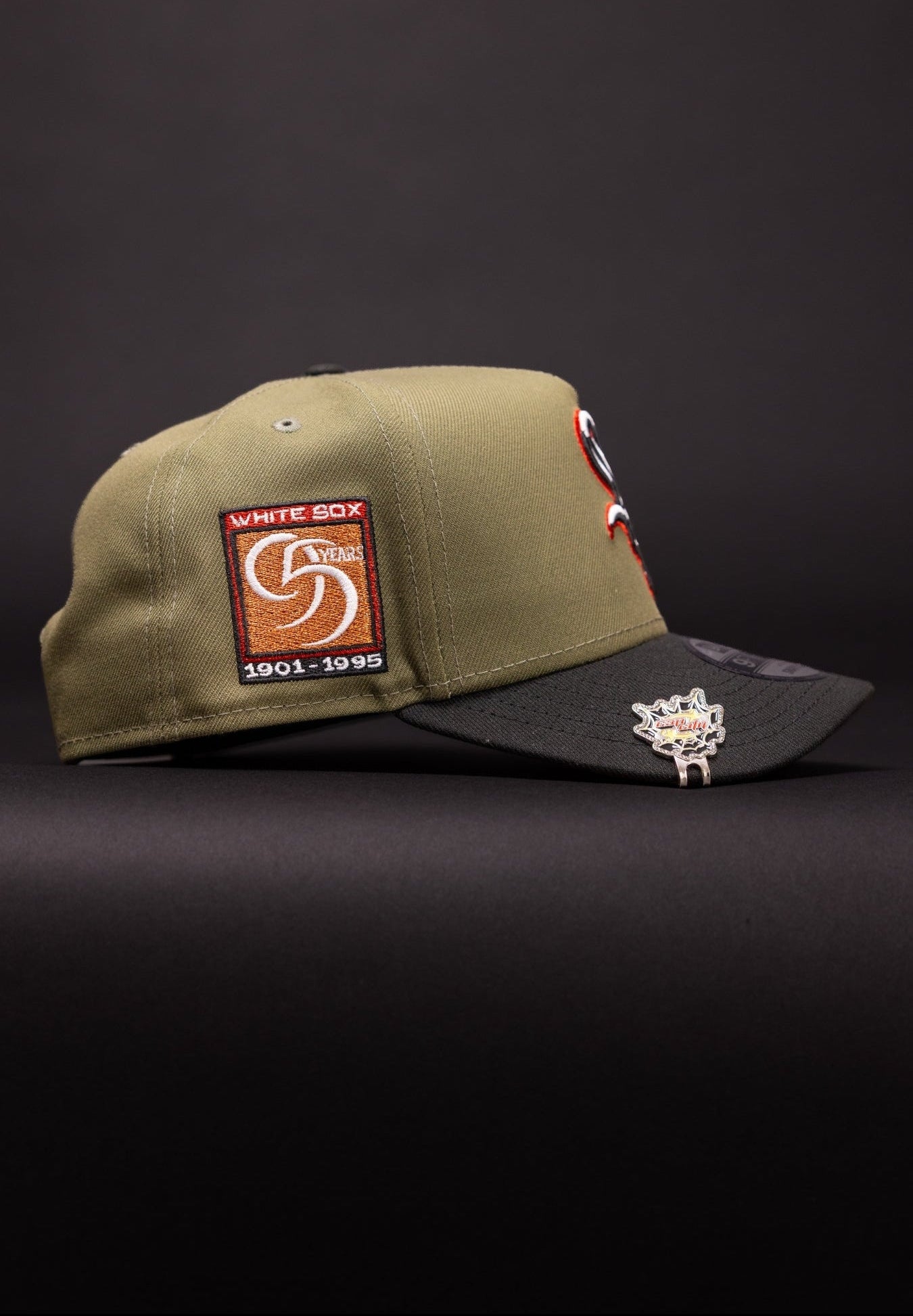NEW ERA 9FIFTY A-FRAME OLIVE/BLACK CHICAGO WHITE SOX SNAPBACK W/ 95TH ANNIVERSARY SIDE PATCH