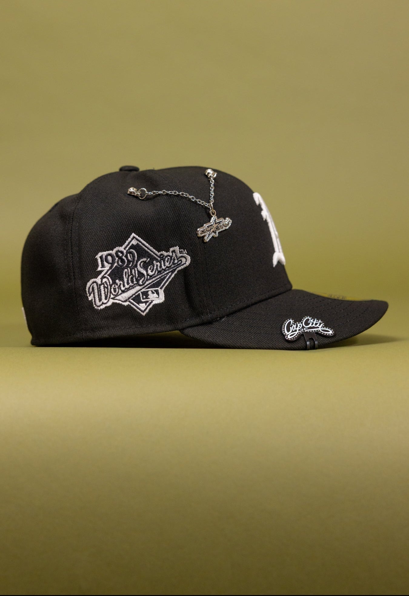 NEW ERA EXCLUSIVE 59FIFTY BLACK OAKLAND ATHLETICS W/ 1989 WORLD SERIES SIDE PATCH