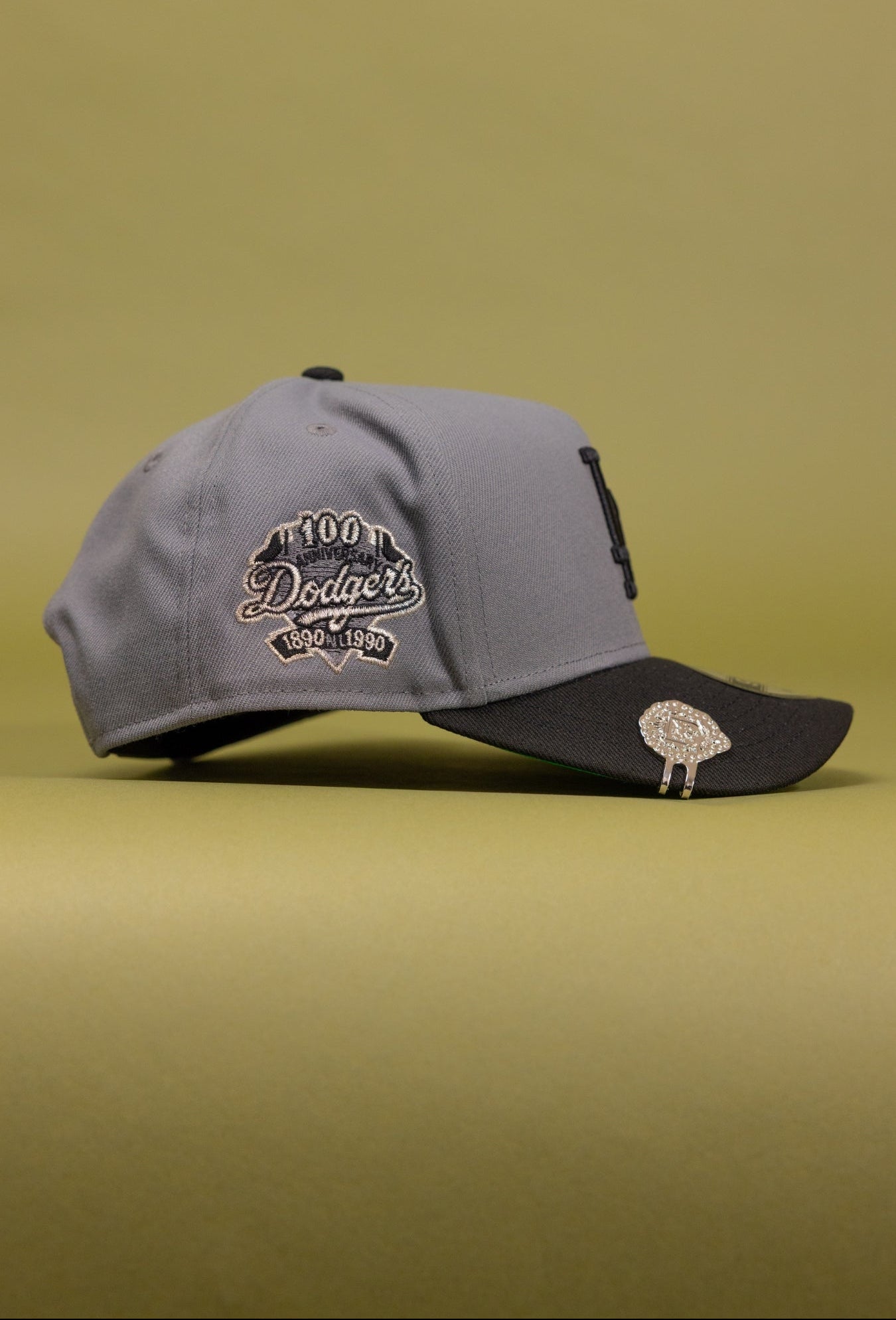 NEW ERA 9FIFTY A-FRAME GREY/BLACK LOS ANGELES DODGERS SNAPBACK W/ 100TH ANNIVERSARY SIDE PATCH