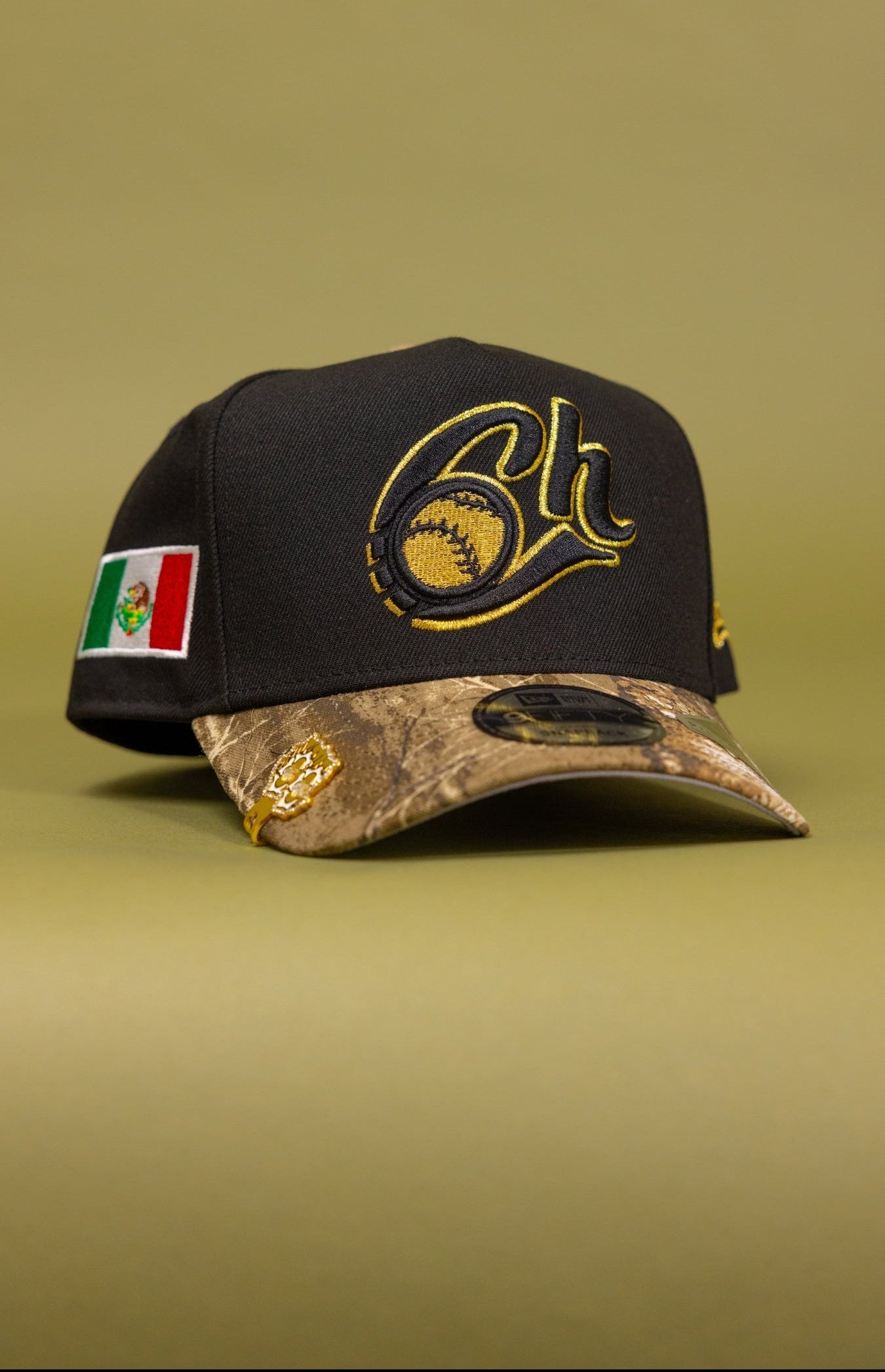 NEW ERA 9FIFTY A-FRAME BLACK/REALTREE CHARROS DE JALISCO SNAPBACK W/ "MEXICAN FLAG" SIDE PATCH