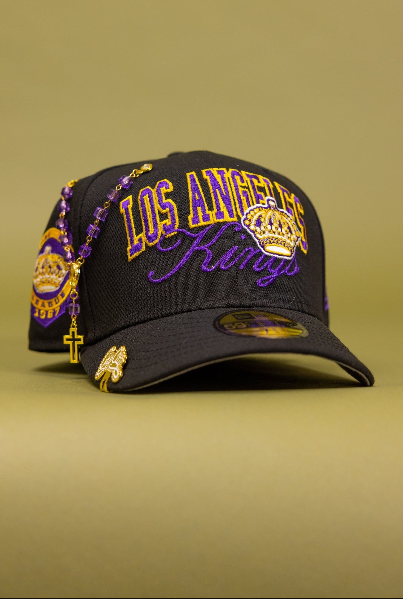 NEW ERA EXCLUSIVE 59FIFTY BLACK LOS ANGELES KINGS W/ "NATIONAL HOCKEY LEAGUE" SIDE PATCH