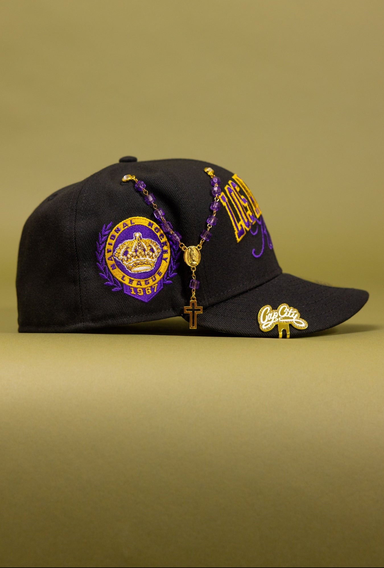 NEW ERA EXCLUSIVE 59FIFTY BLACK LOS ANGELES KINGS W/ "NATIONAL HOCKEY LEAGUE" SIDE PATCH