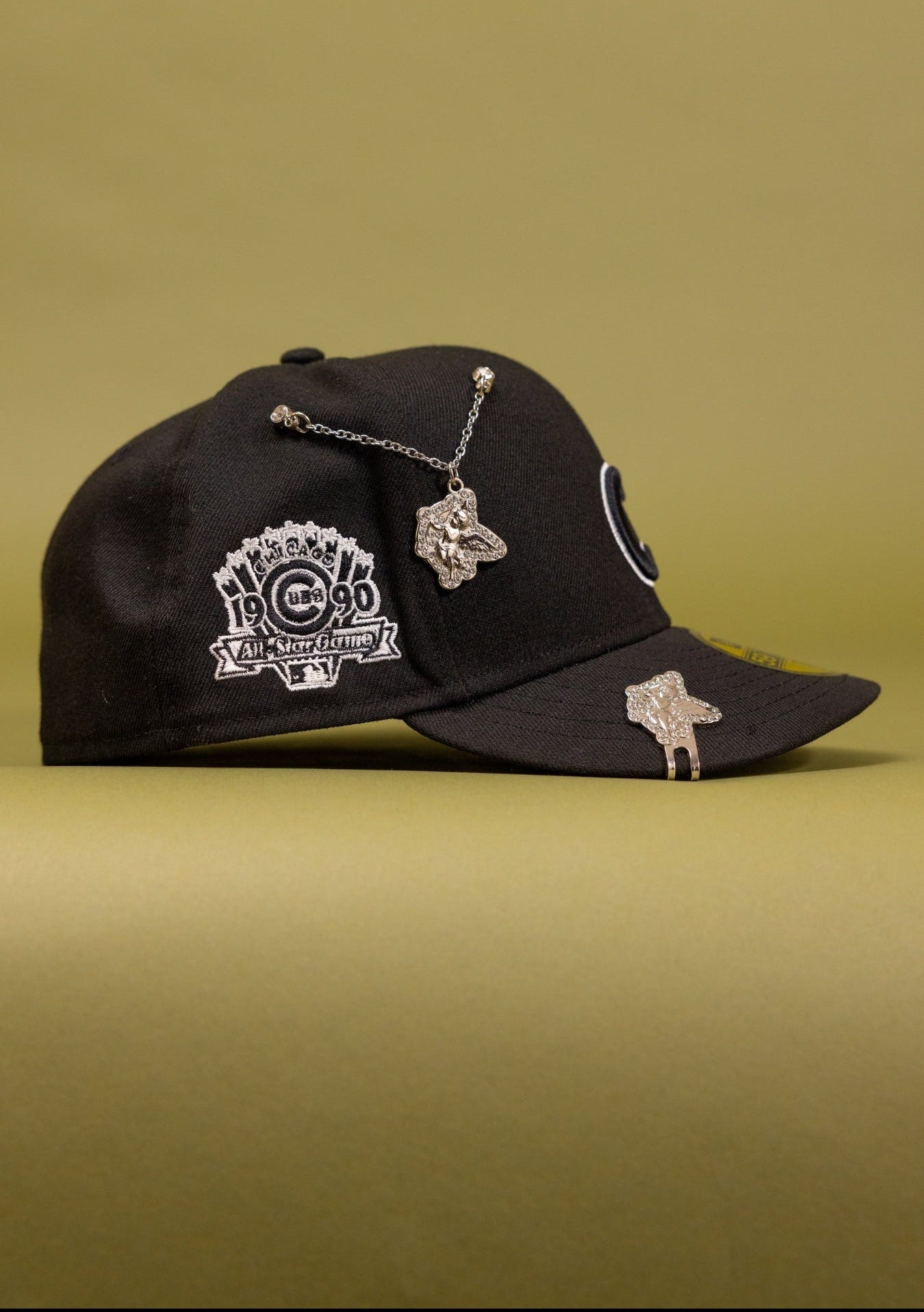 NEW ERA EXCLUSIVE 59FIFTY BLACK CHICAGO CUBS W/ 1990 ALL STAR GAME SIDE PATCH