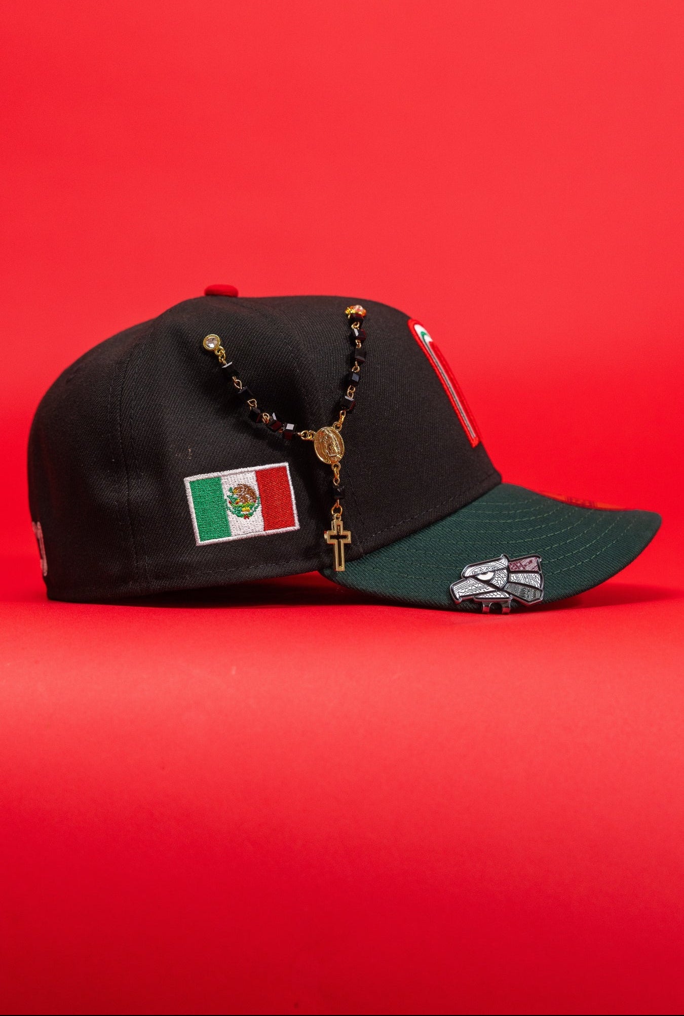 NEW ERA EXCLUSIVE 59FIFTY BLACK/FOREST GREEN 2026 WBC MEXICO W/ "MEXICAN FLAG" SIDE PATCH