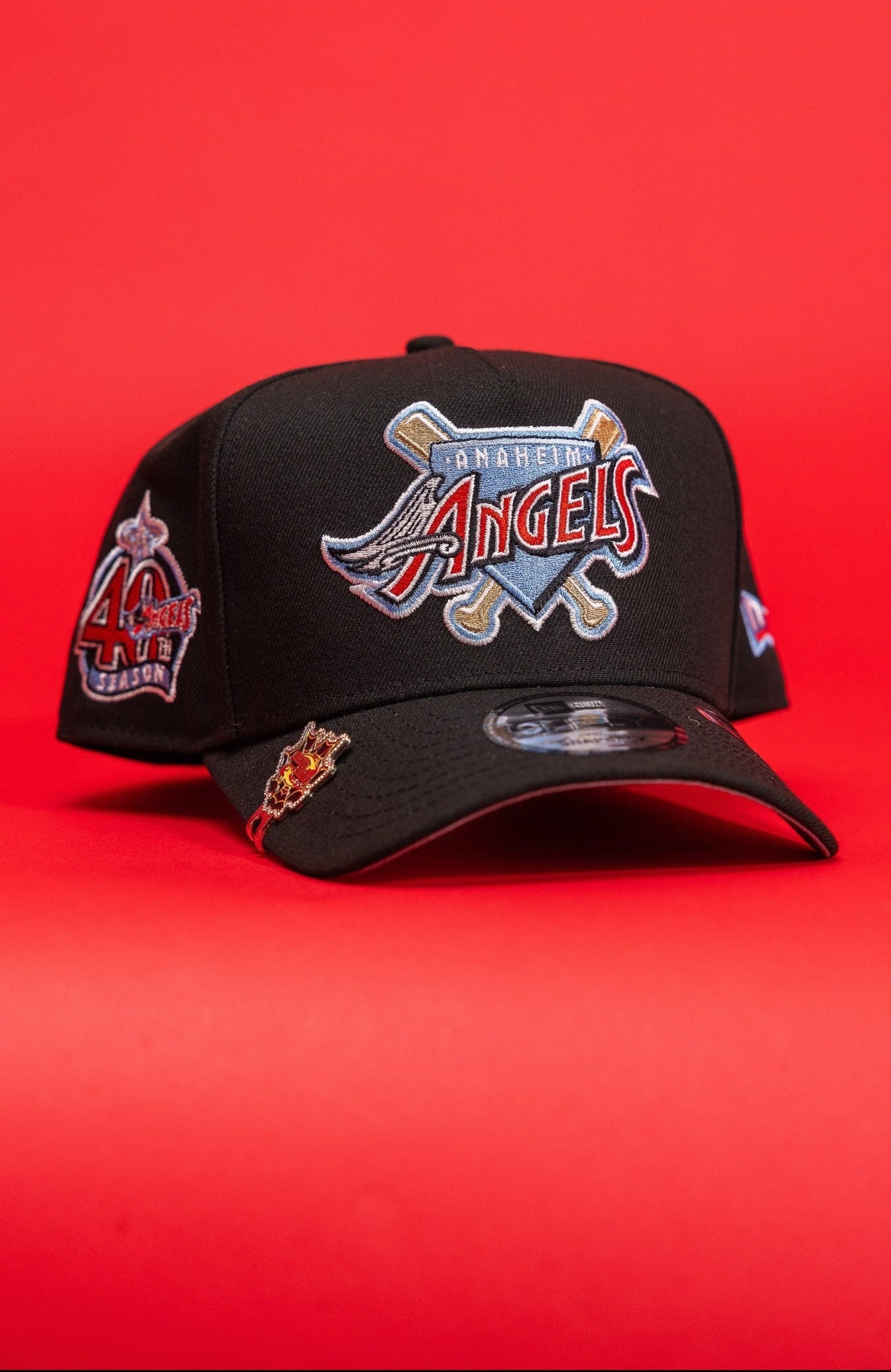 New Era Exclusive 9Fifty A-Frame Black Anaheim Angels Snapback W/ 40th Anniversary Side Patch