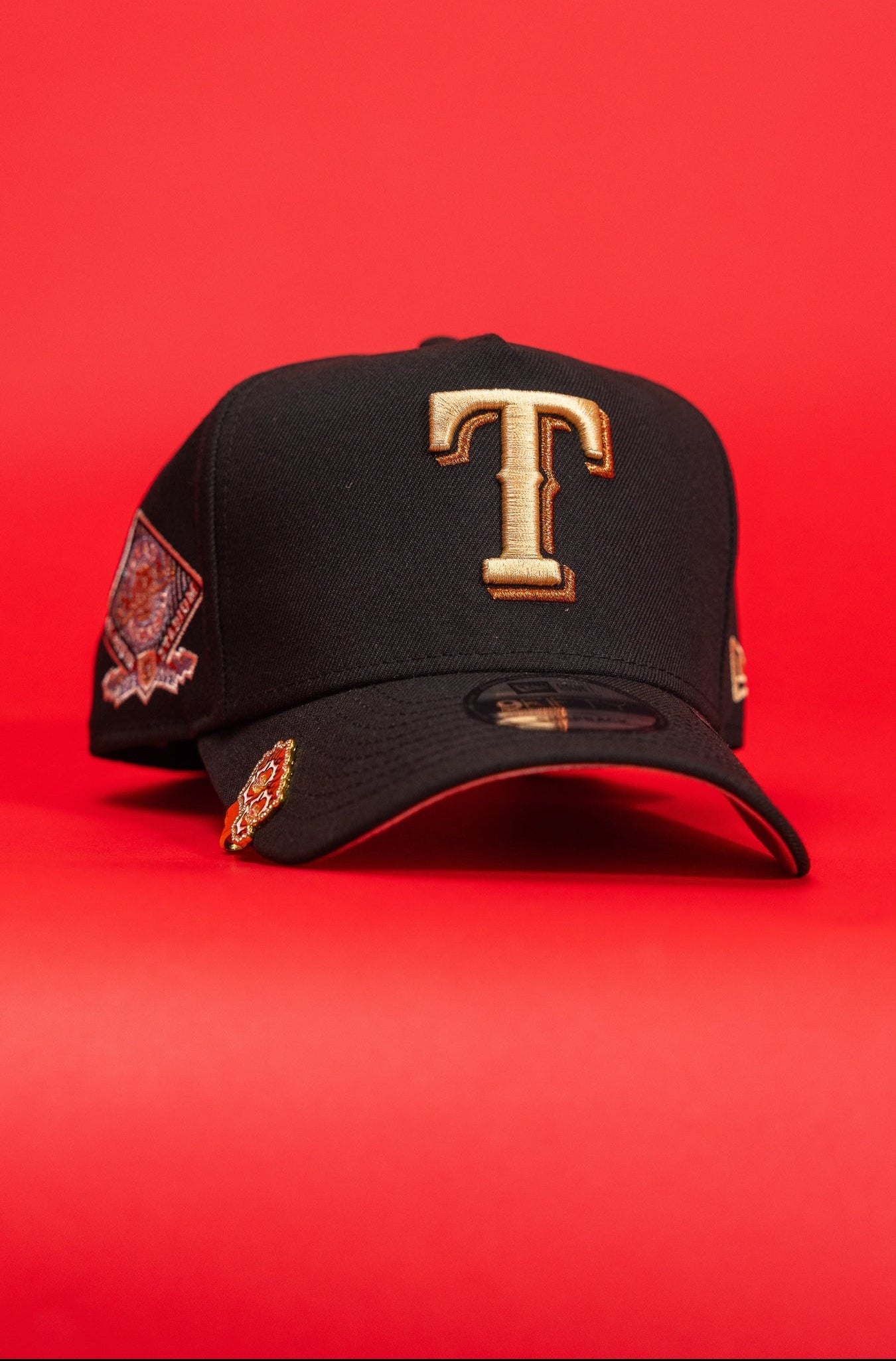 New Era Exclusive 9Fifty A-Frame Black Texas Rangers Snapback W/ Arlington Stadium Side Patch