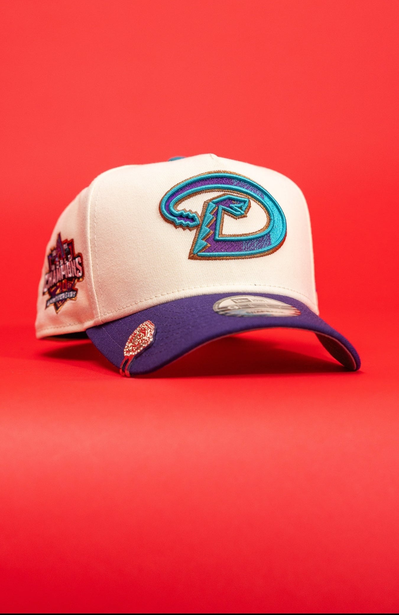 New Era Exclusive 9Fifty A-Frame Chrome/Purple Arizona Diamondbacks Snapback W/ World Champions Side Patch